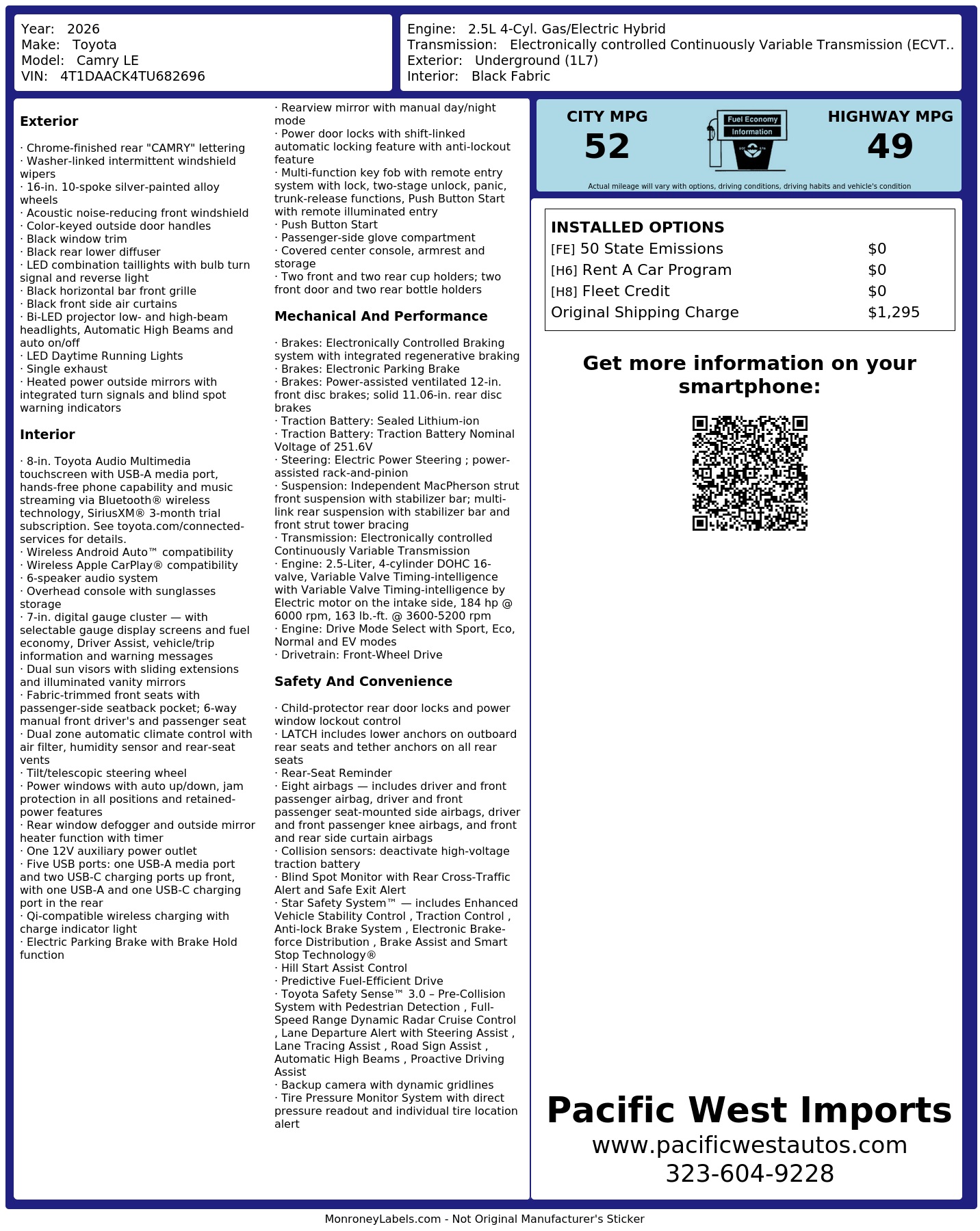 Monroney Label