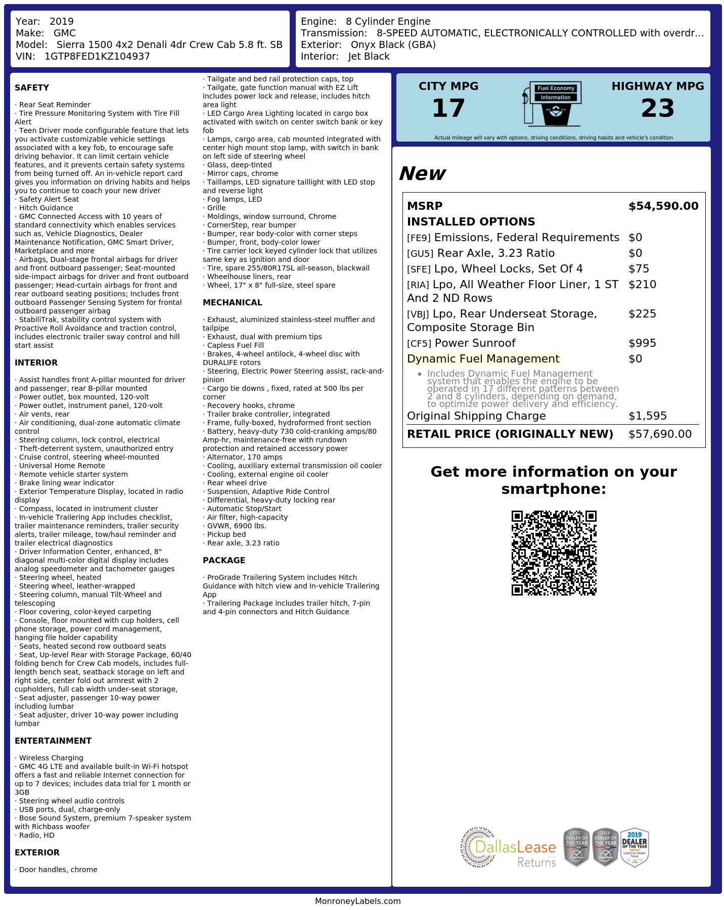 Monroney Label
