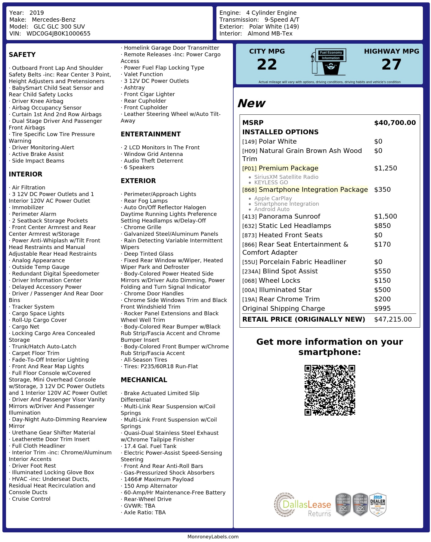 Monroney Label