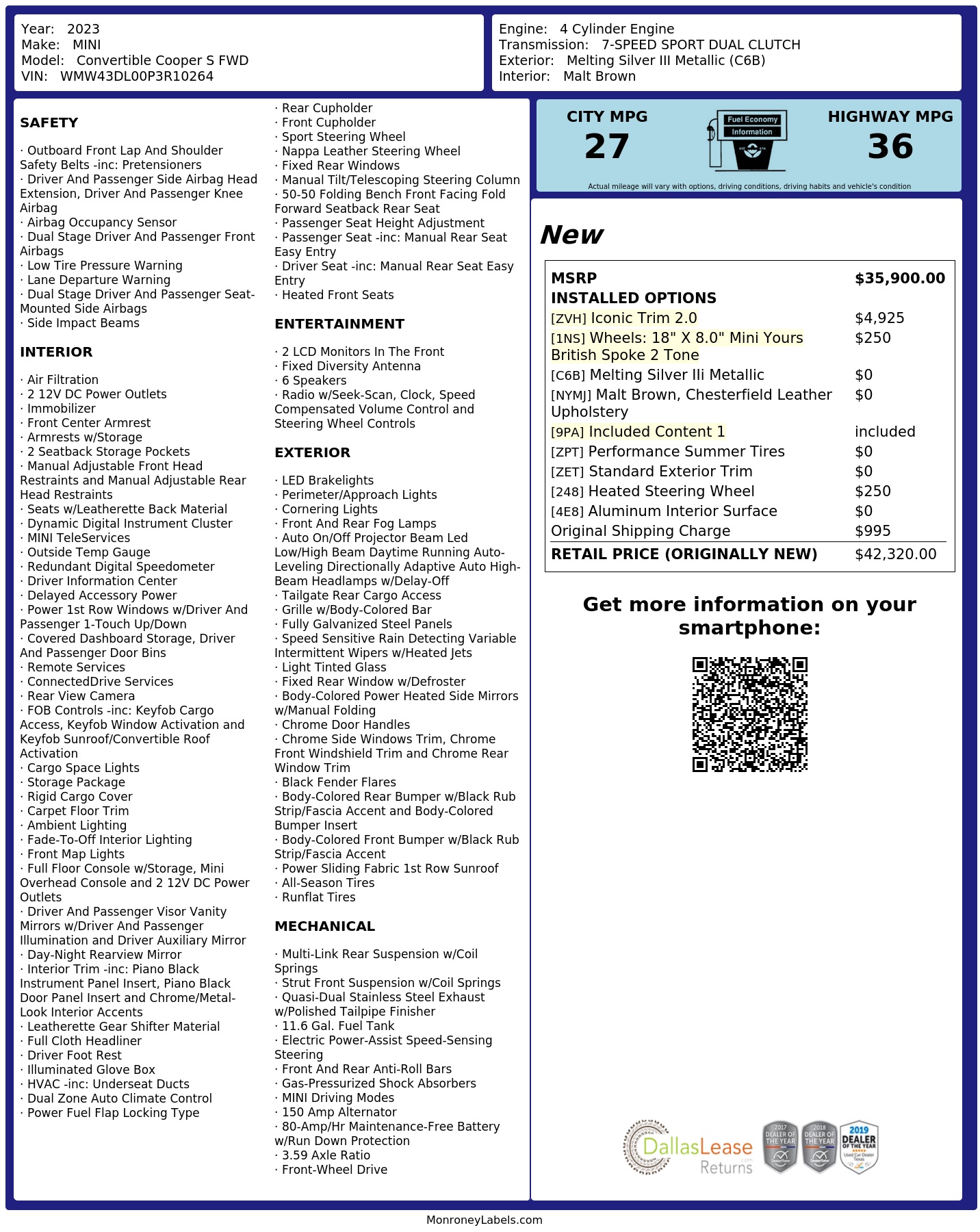 Monroney Label