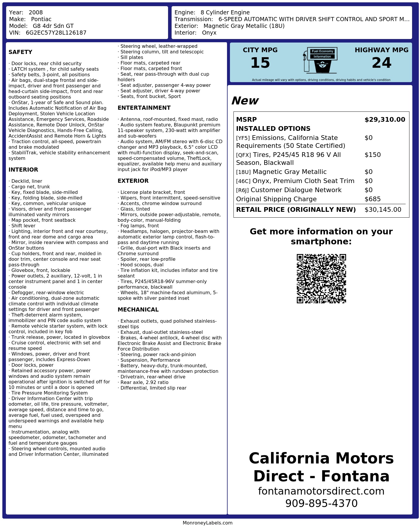 Monroney Label