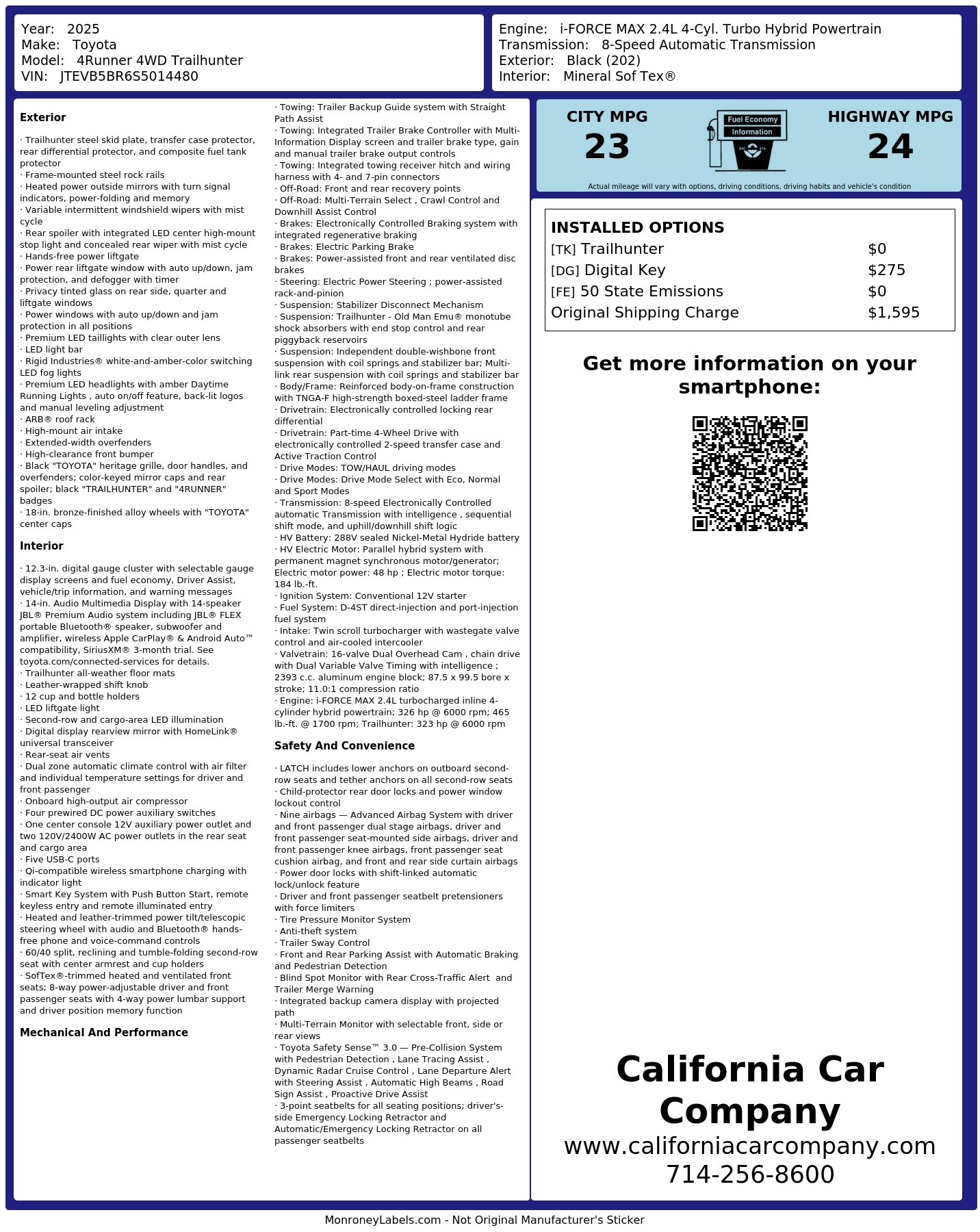 Monroney Label