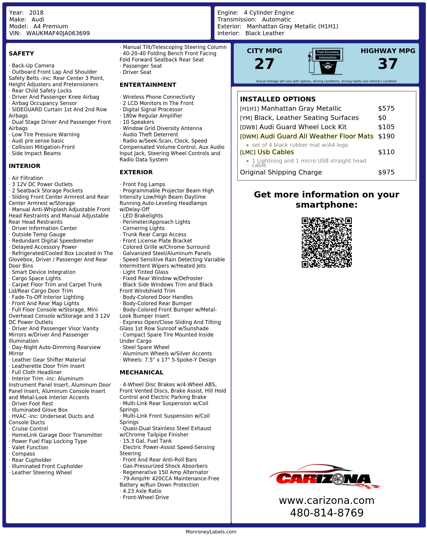 Monroney Label