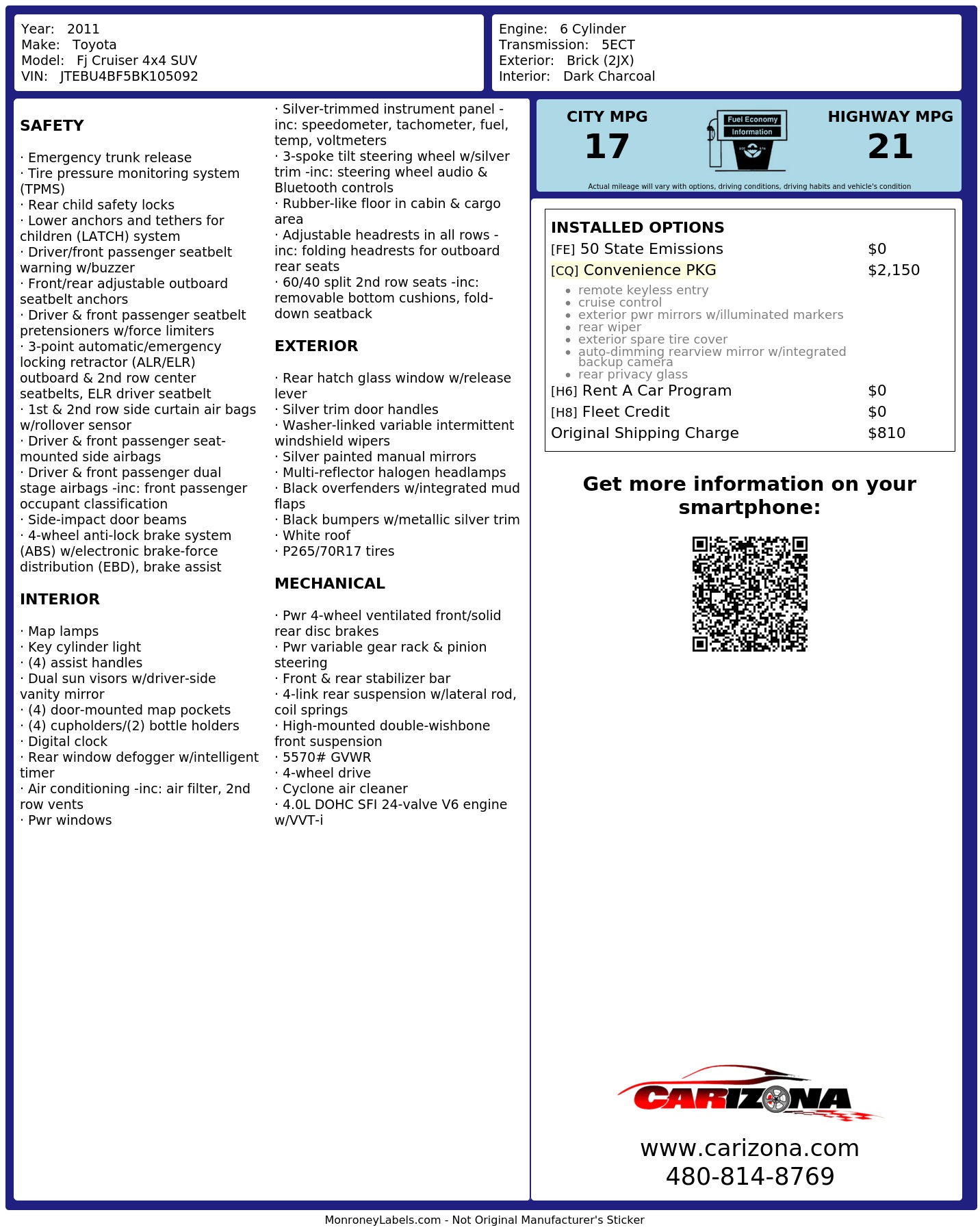 Monroney Label