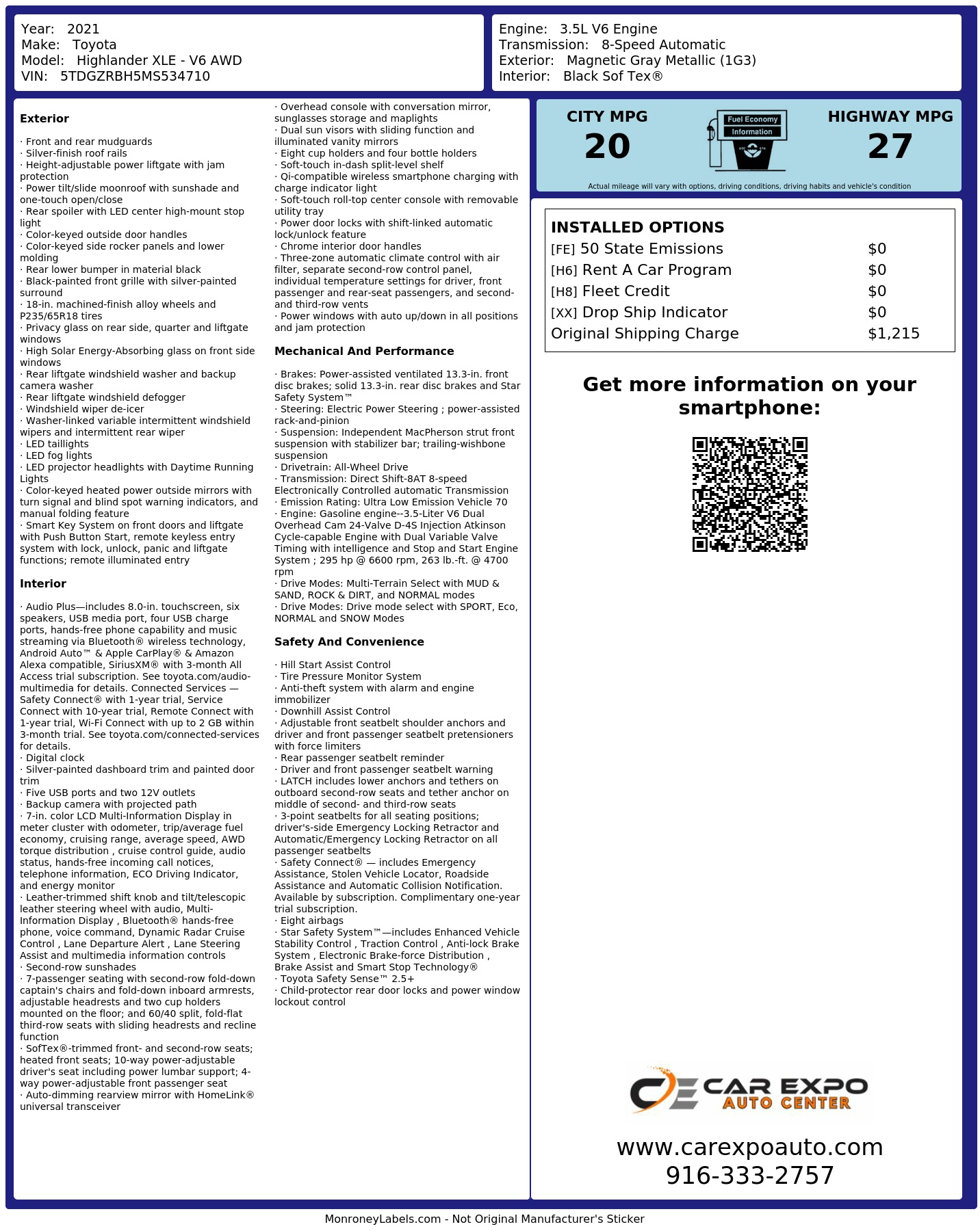 Monroney Label
