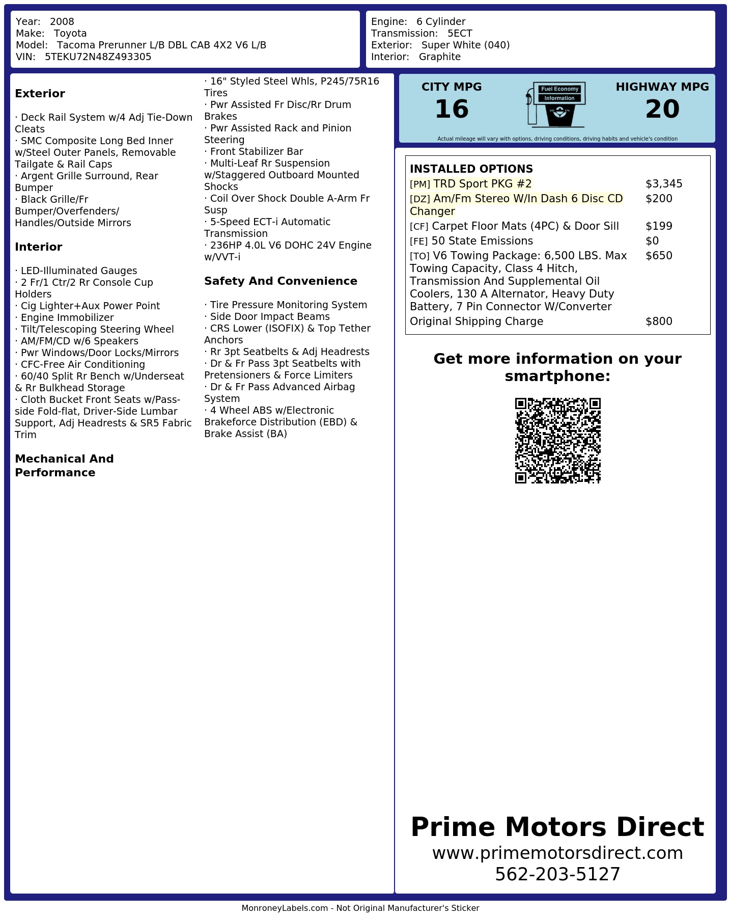 Monroney Label