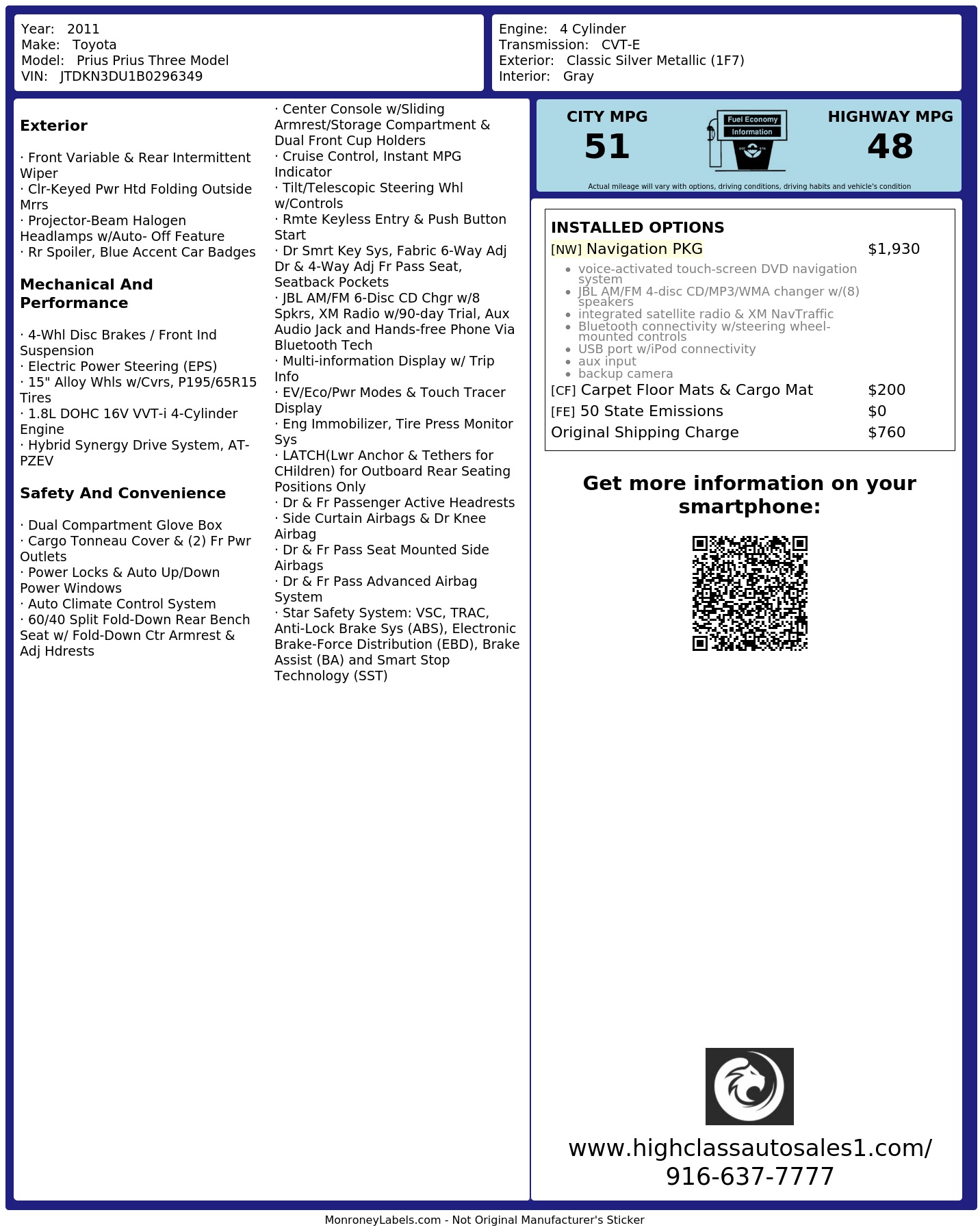 Monroney Label
