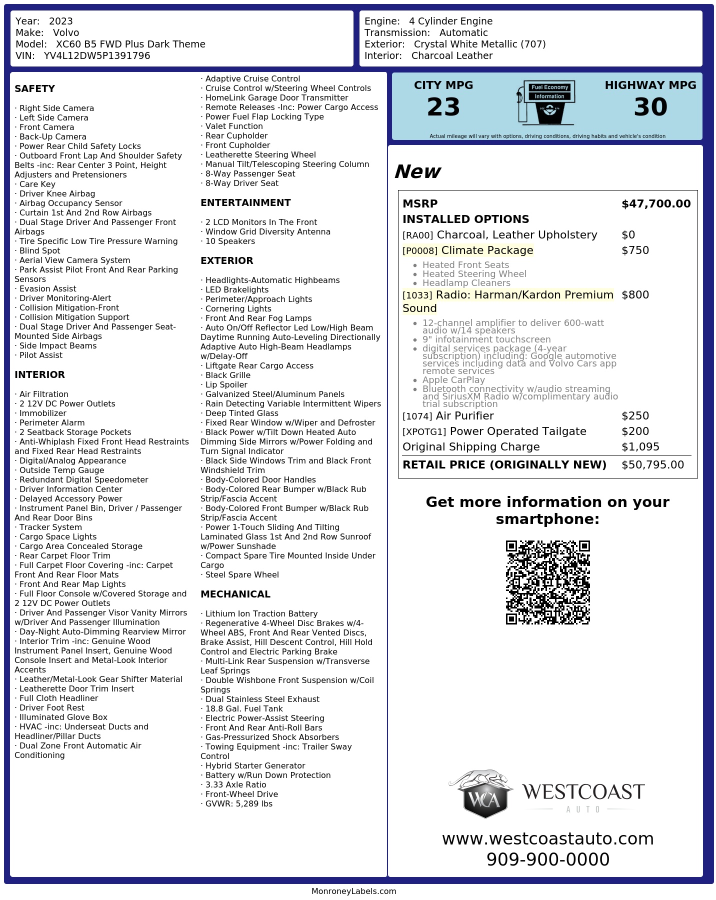 Monroney Label