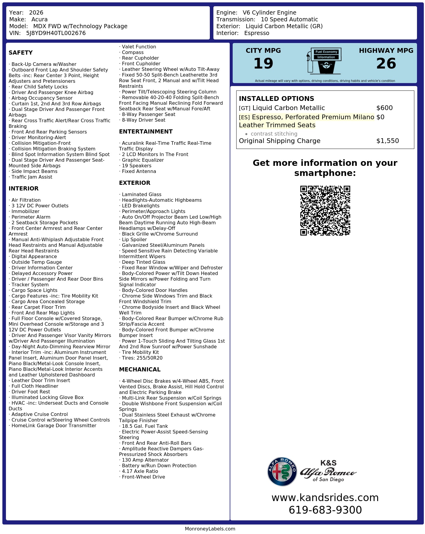 Monroney Label
