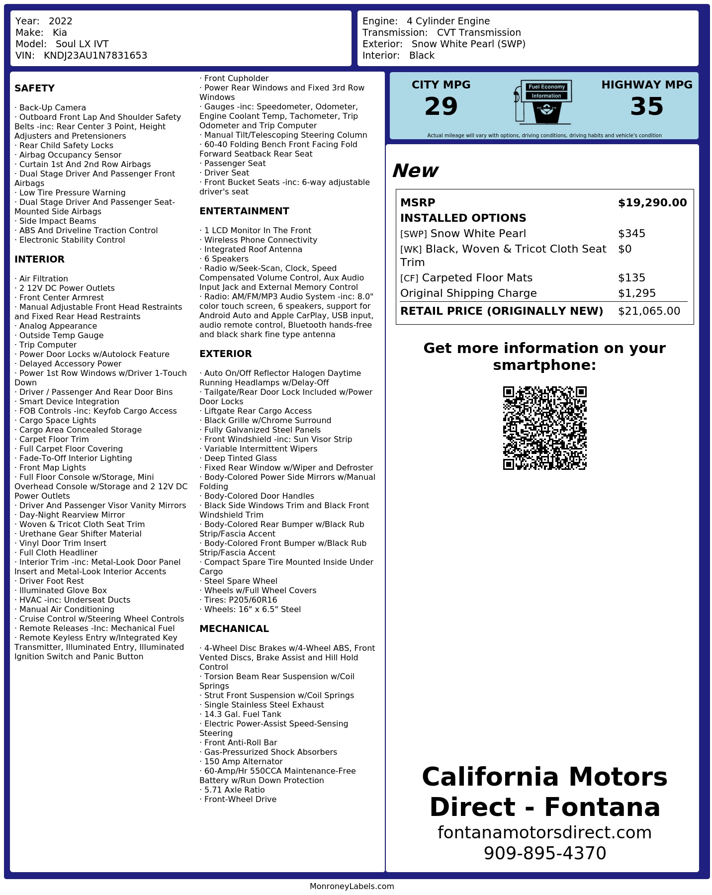 Monroney Label