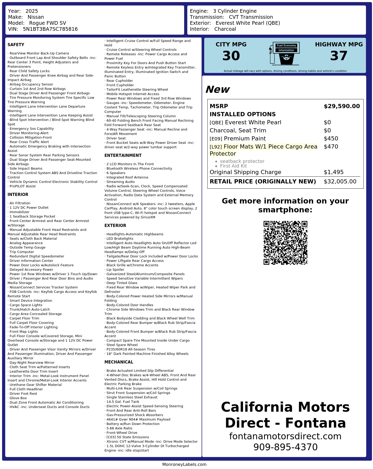 Monroney Label