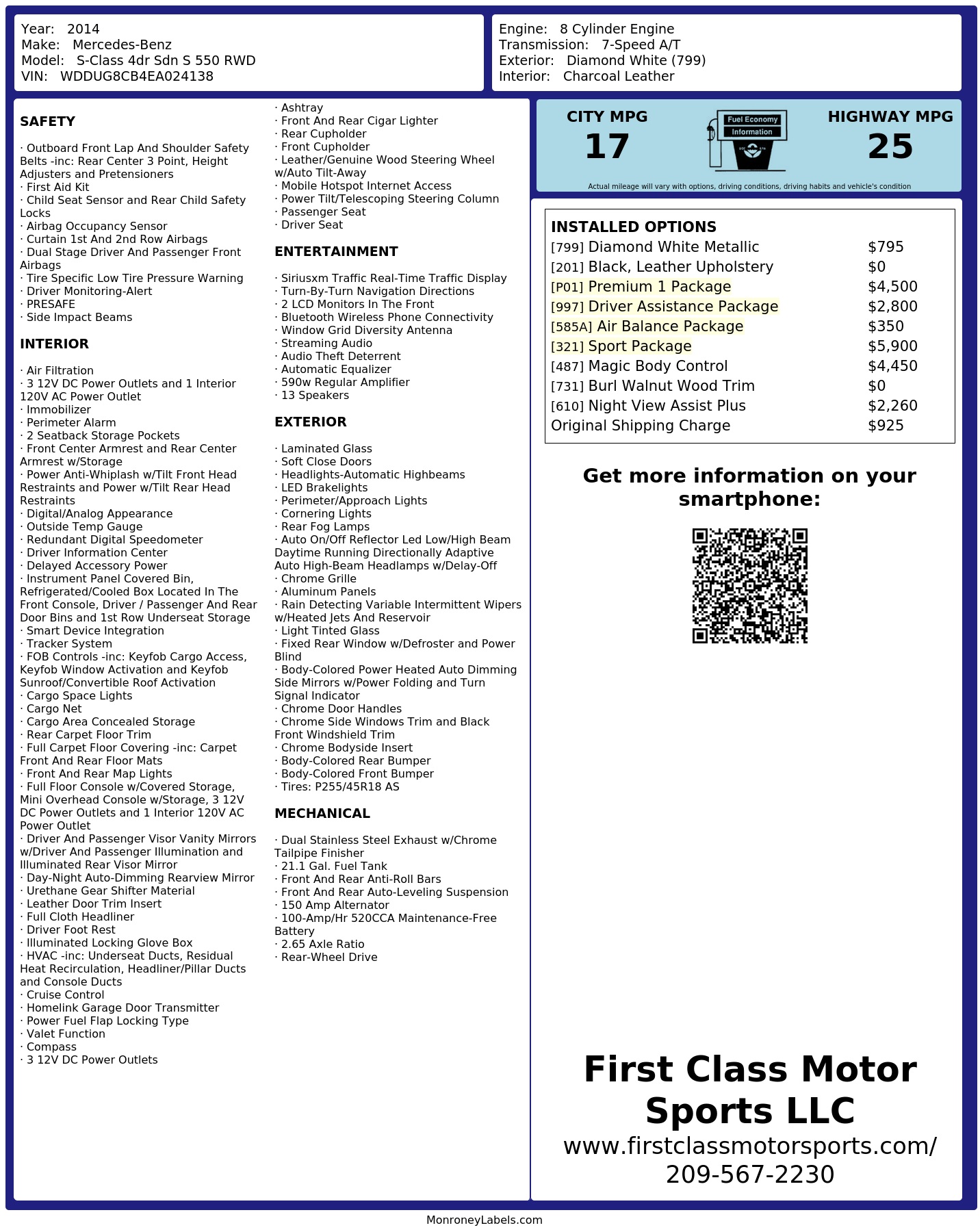 Monroney Label