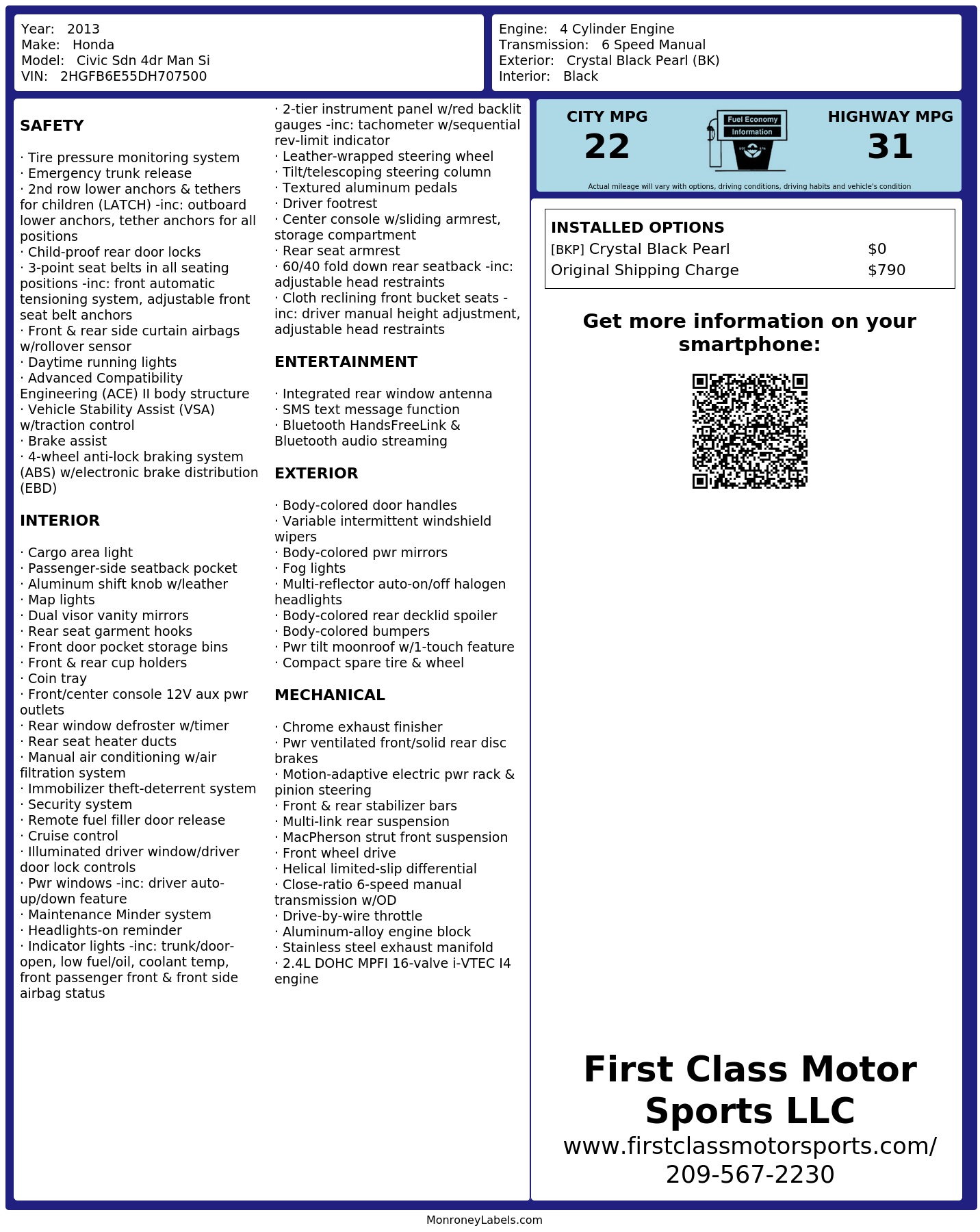 Monroney Label