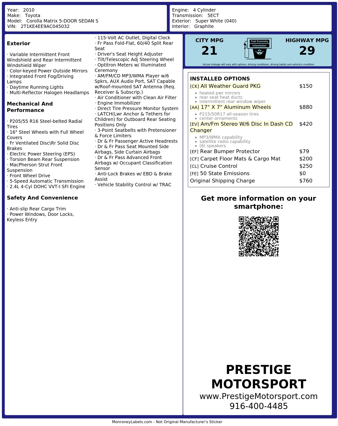 Monroney Label