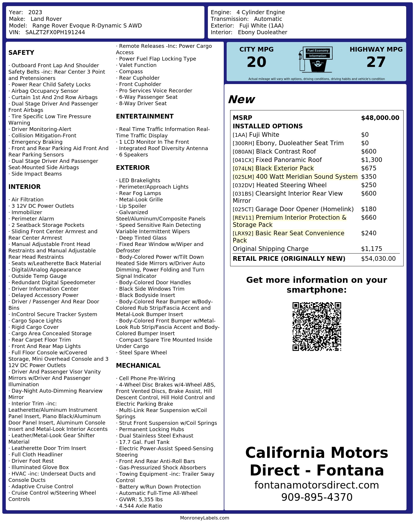 Monroney Label