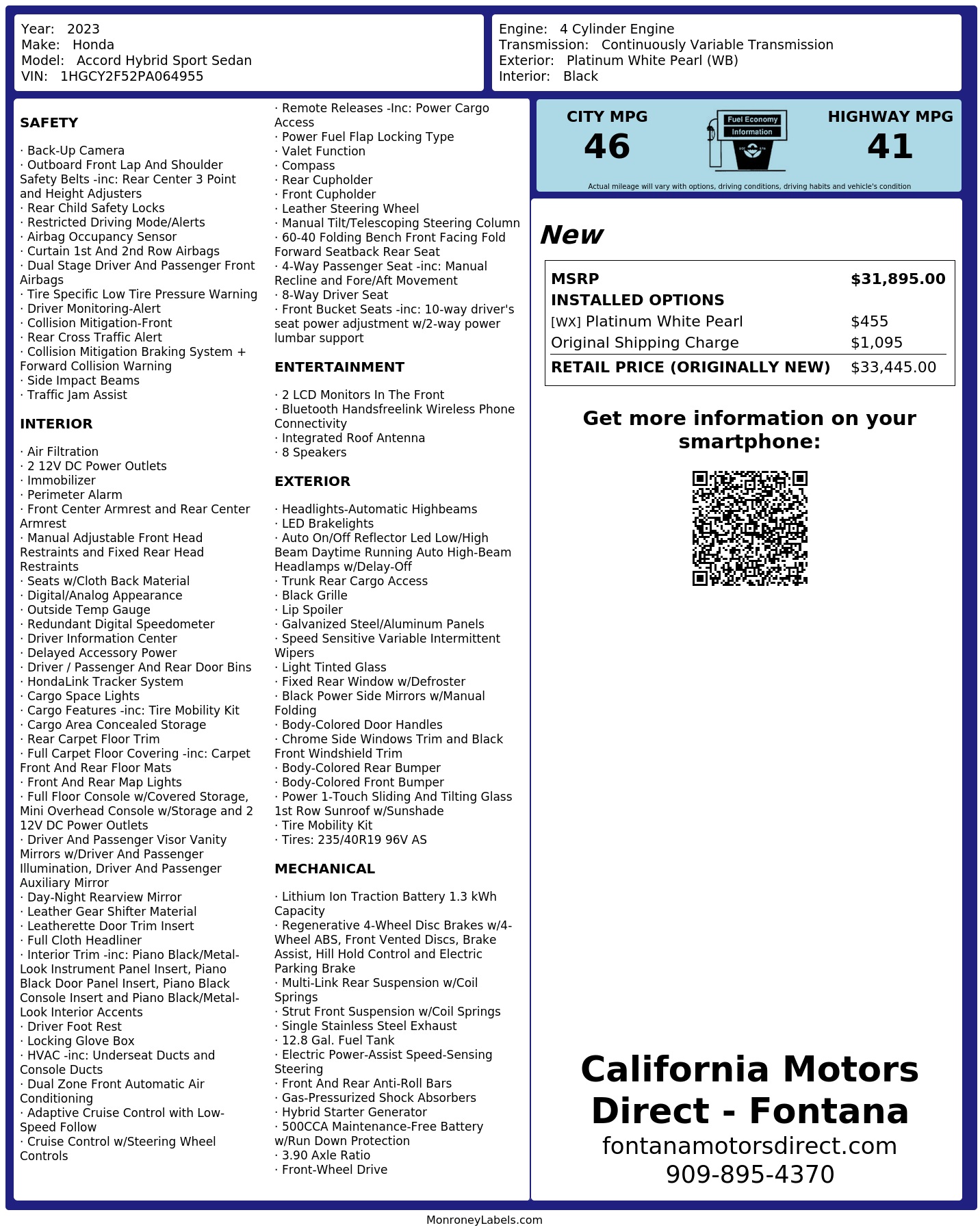 Monroney Label