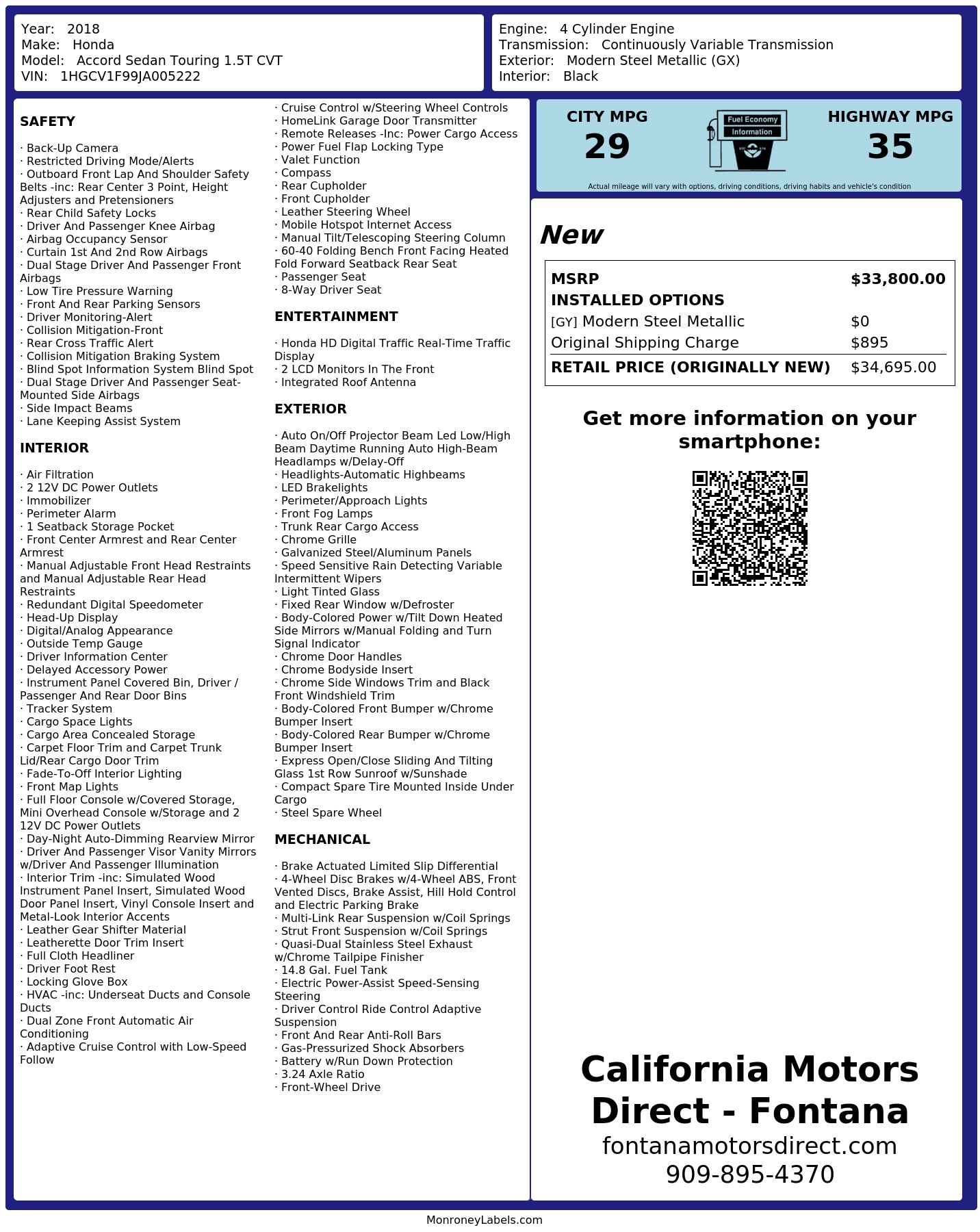 Monroney Label