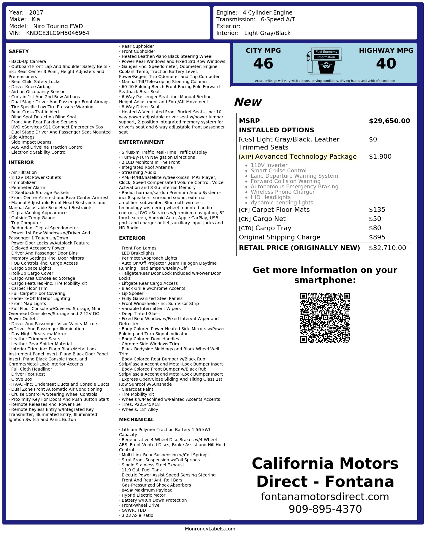 Monroney Label