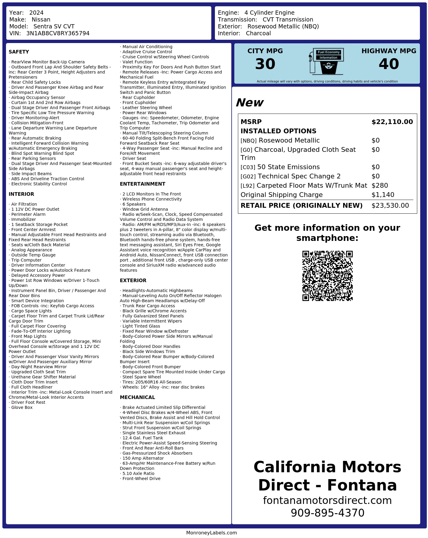 Monroney Label