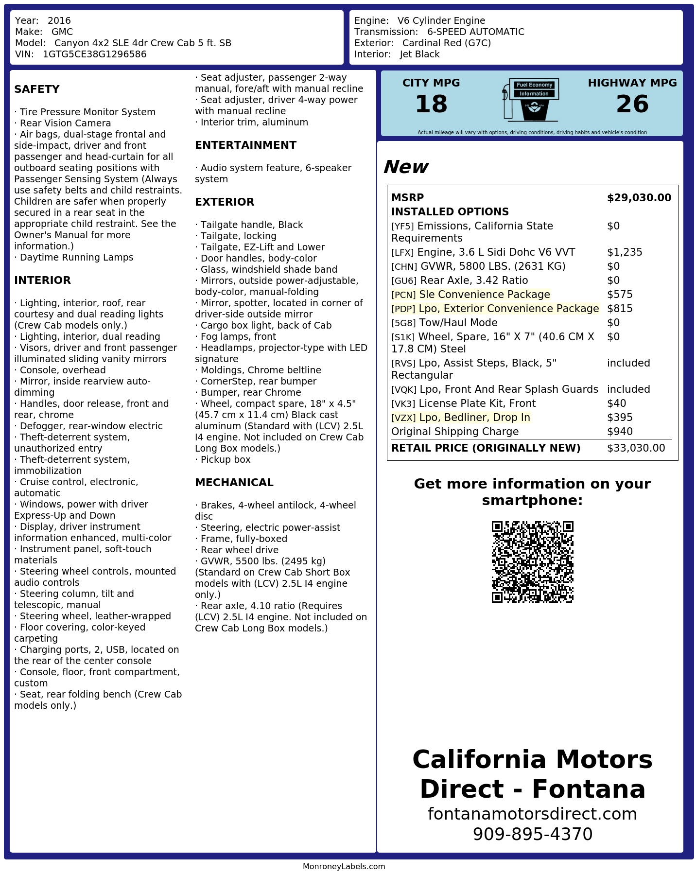 Monroney Label