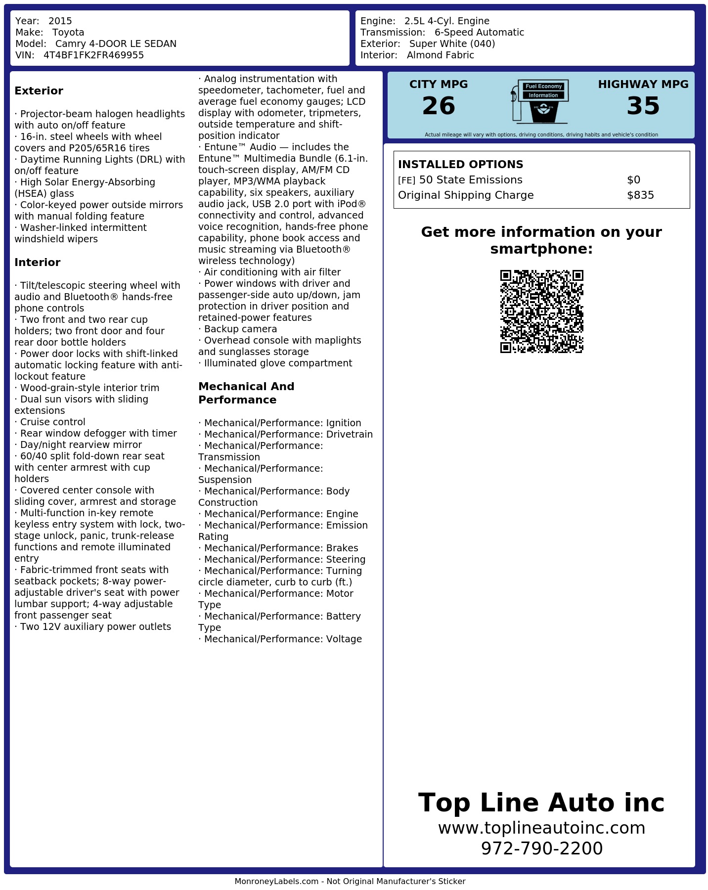 Monroney Label