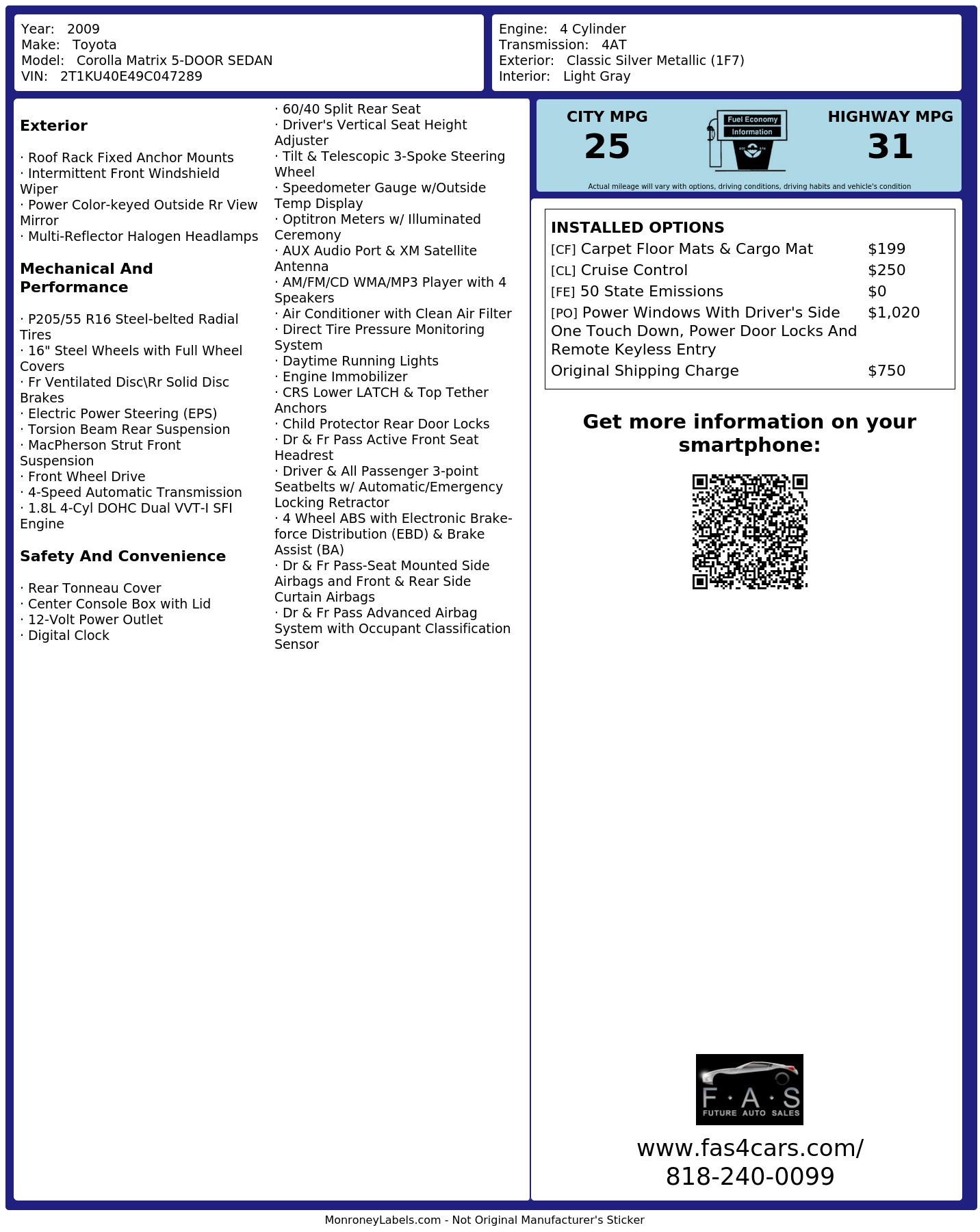 Monroney Label