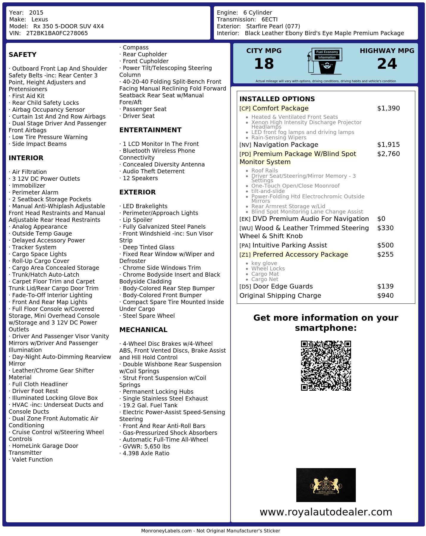 Monroney Label