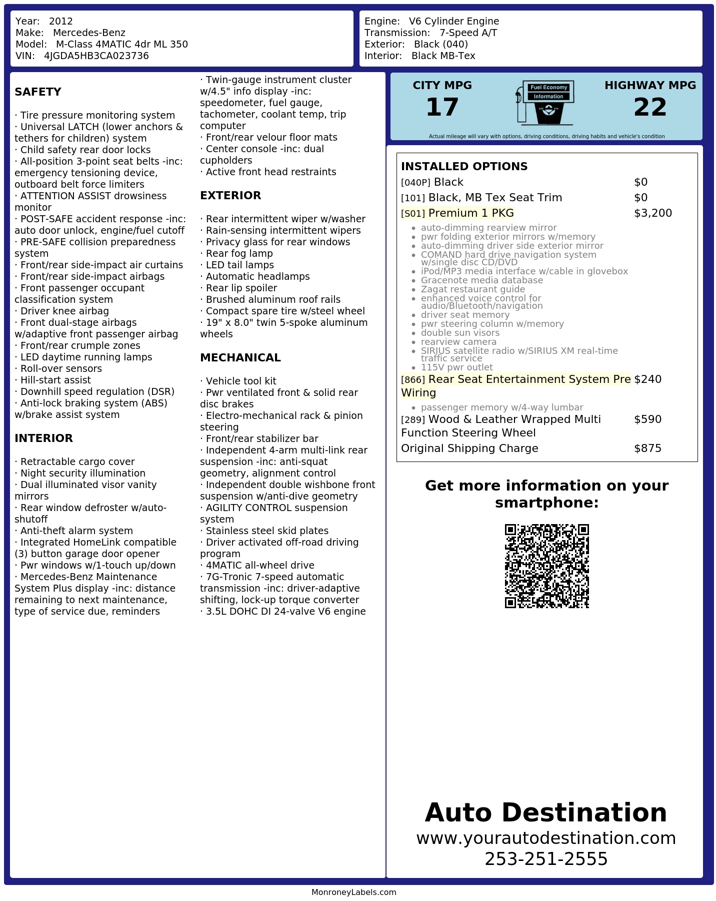 Monroney Label