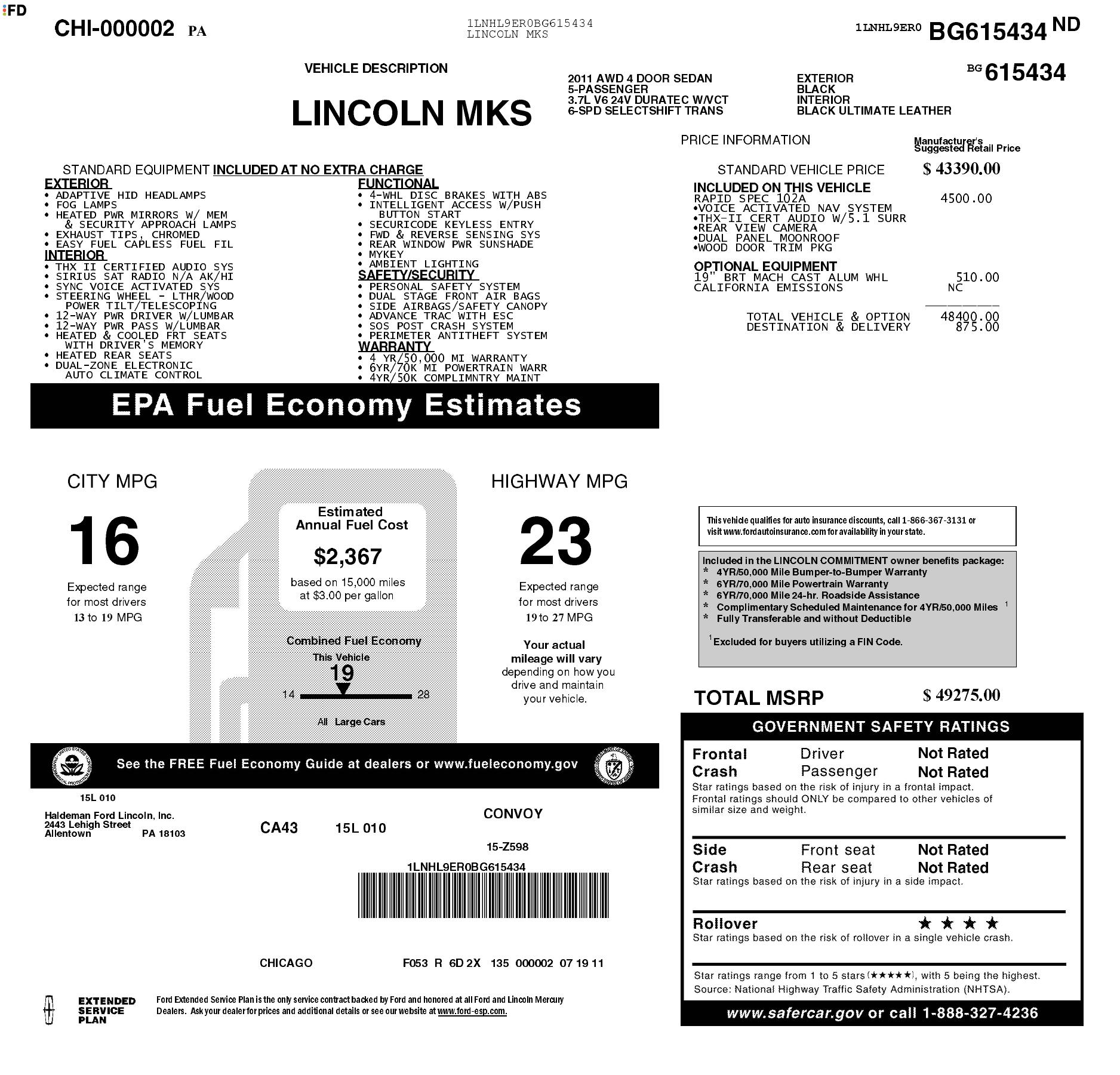 Monroney Label