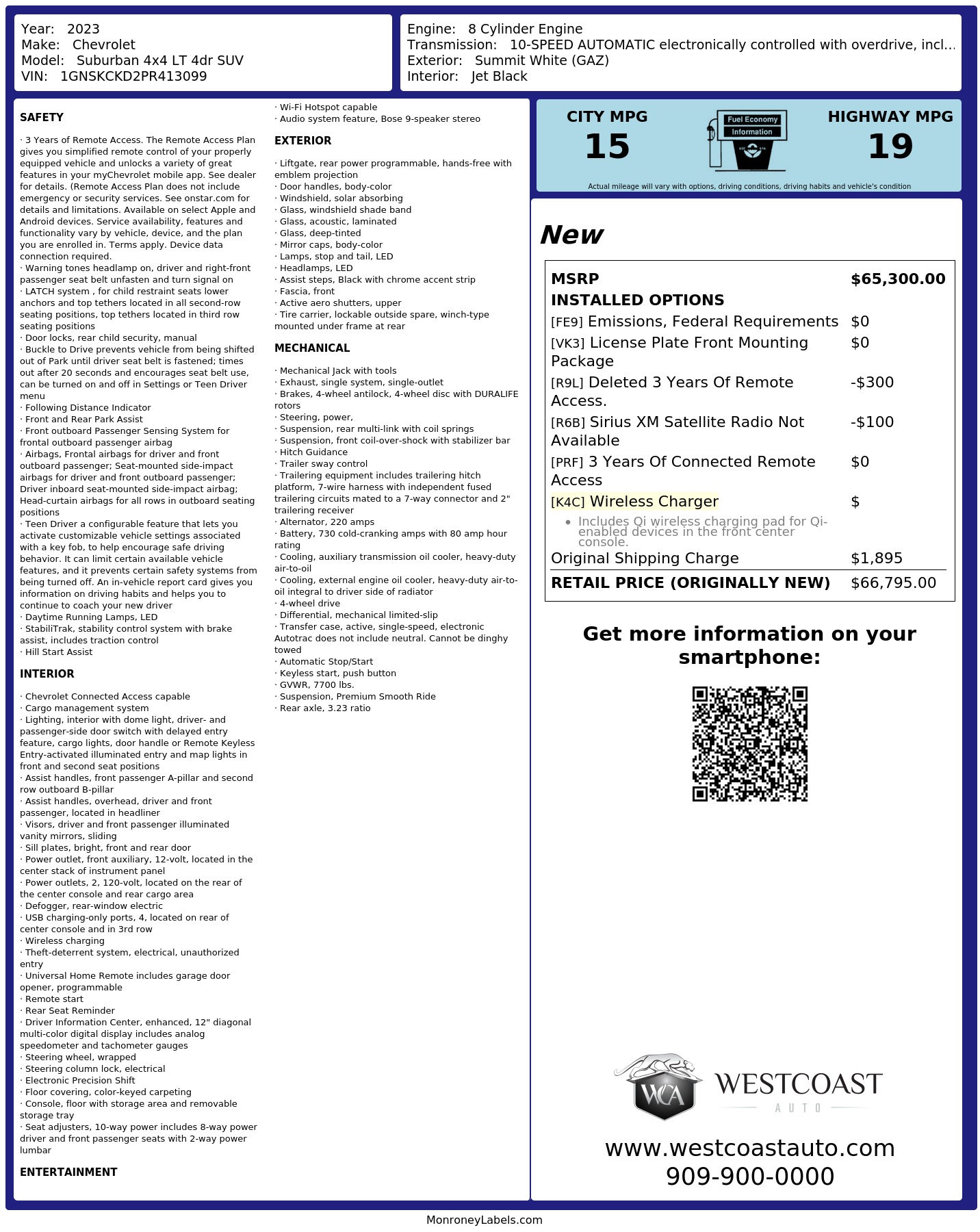 Monroney Label