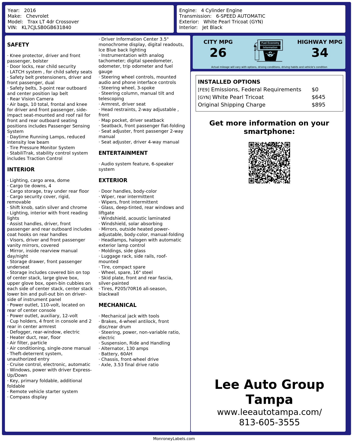 Monroney Label