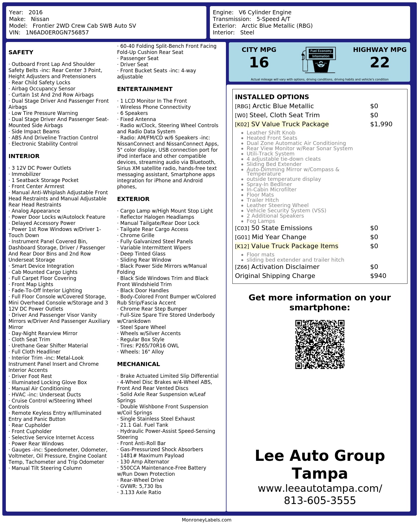 Monroney Label