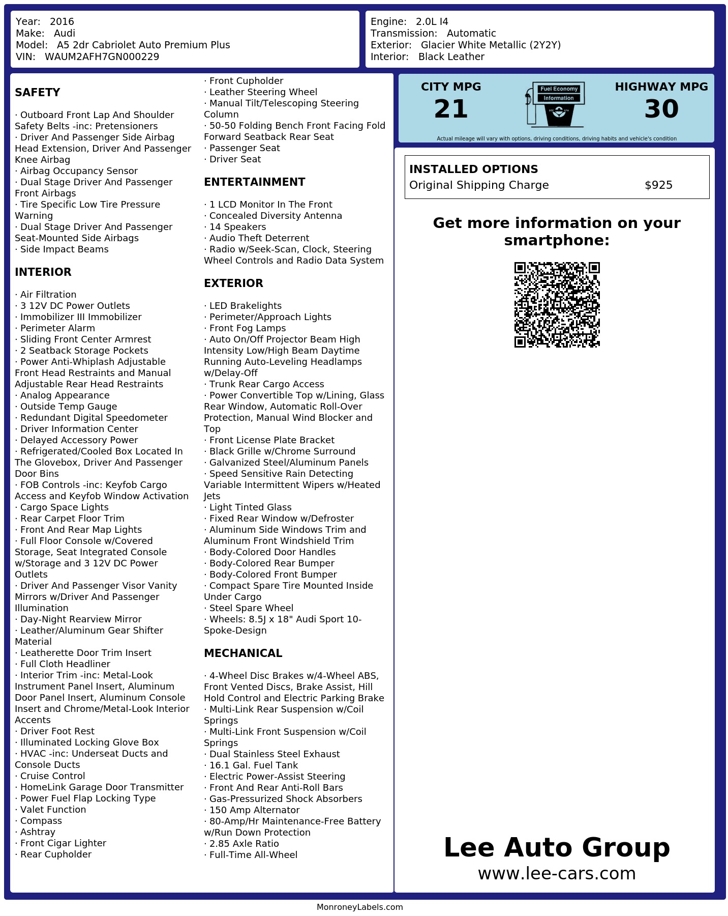 Monroney Label