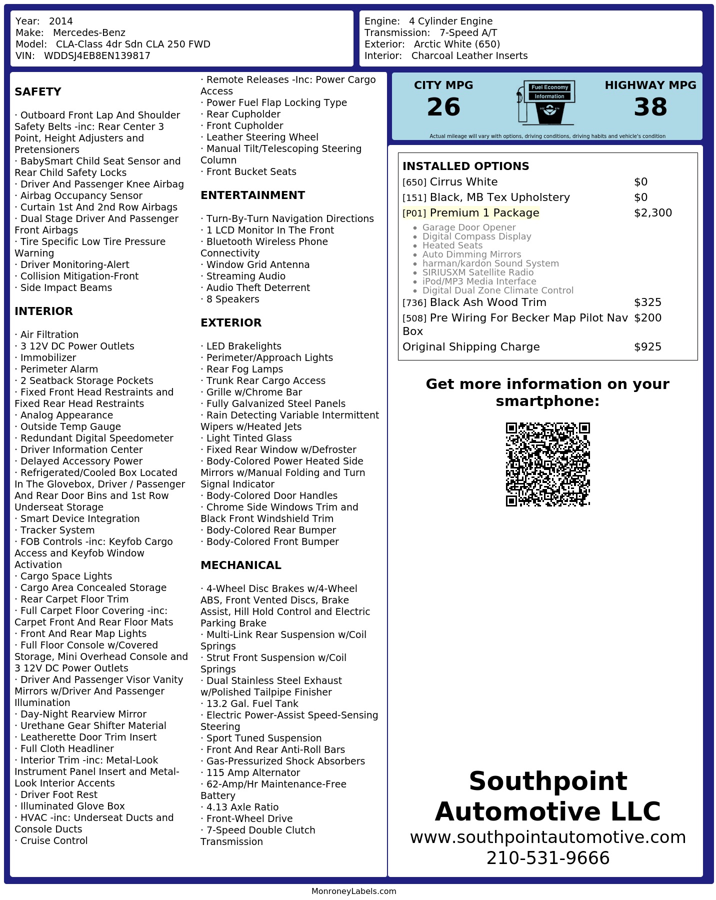 Monroney Label