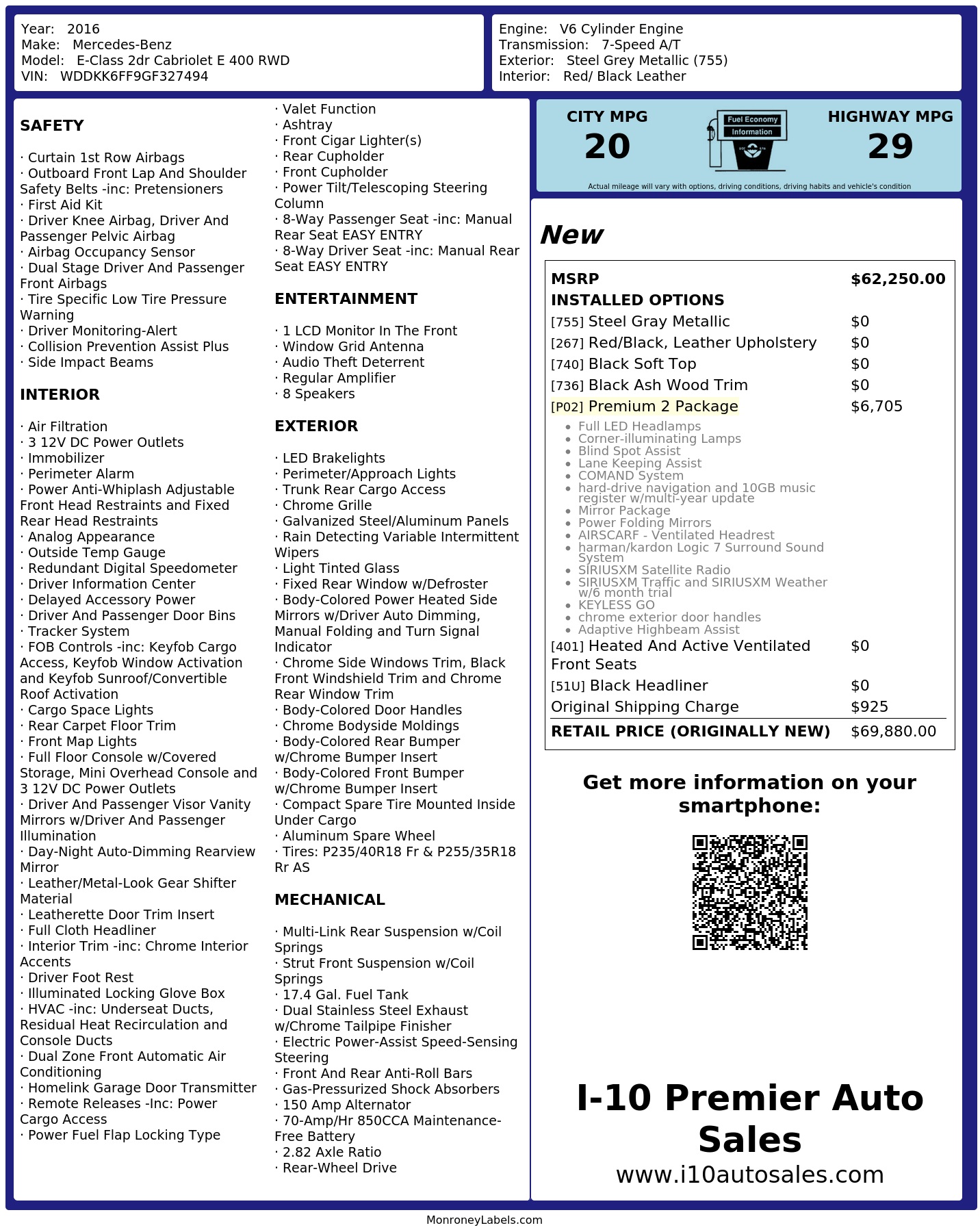 Monroney Label