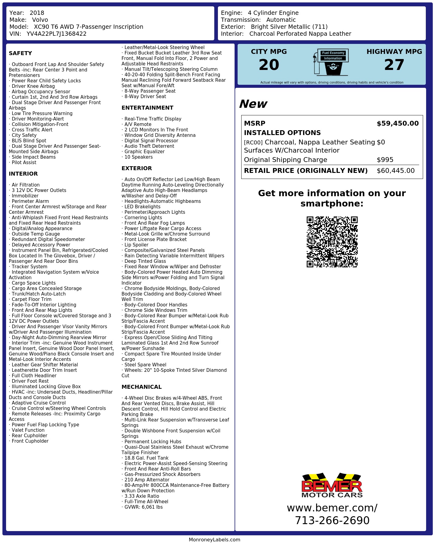 Monroney Label