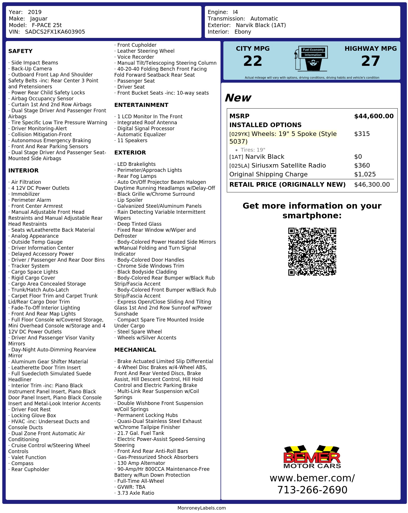 Monroney Label