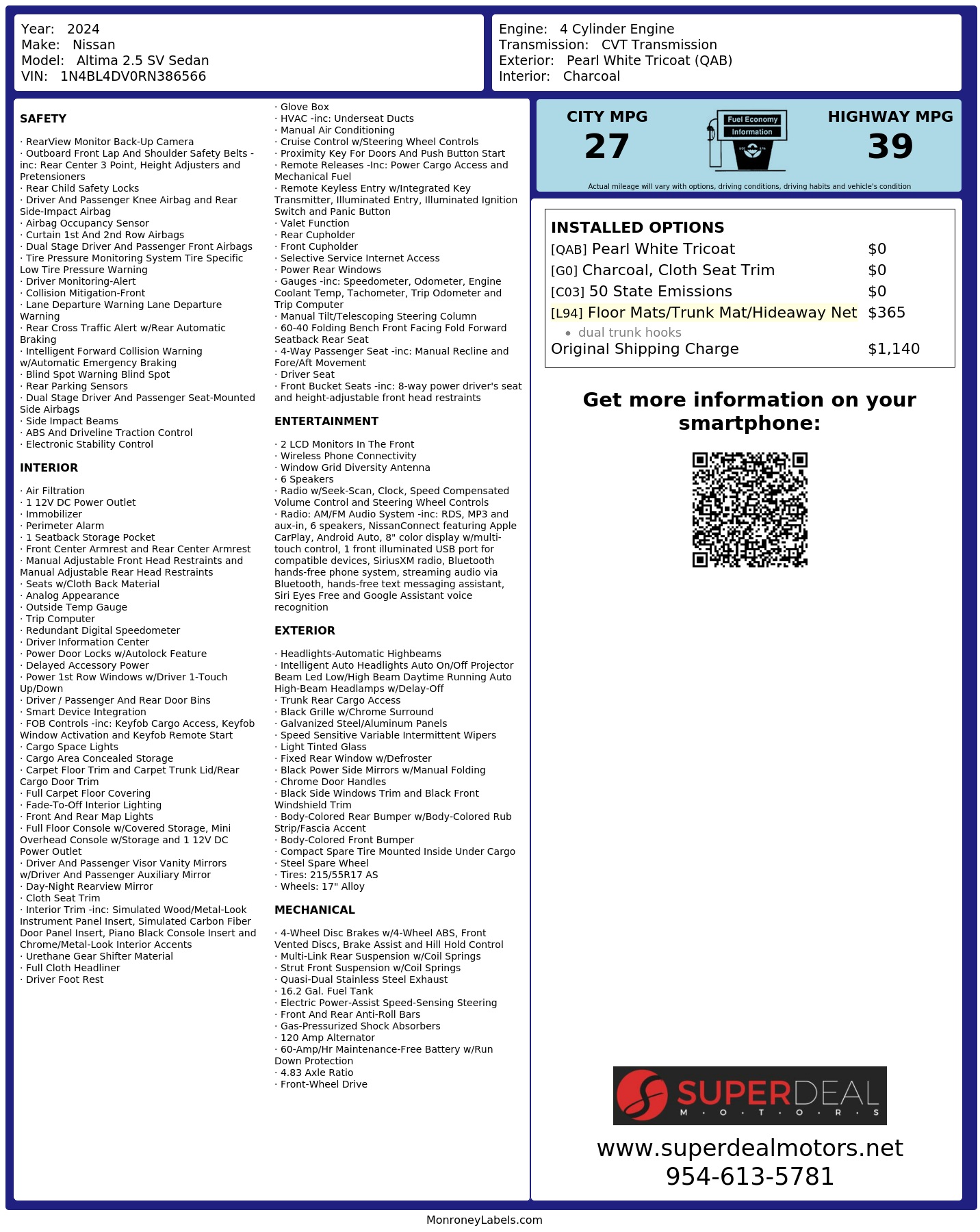 Monroney Label
