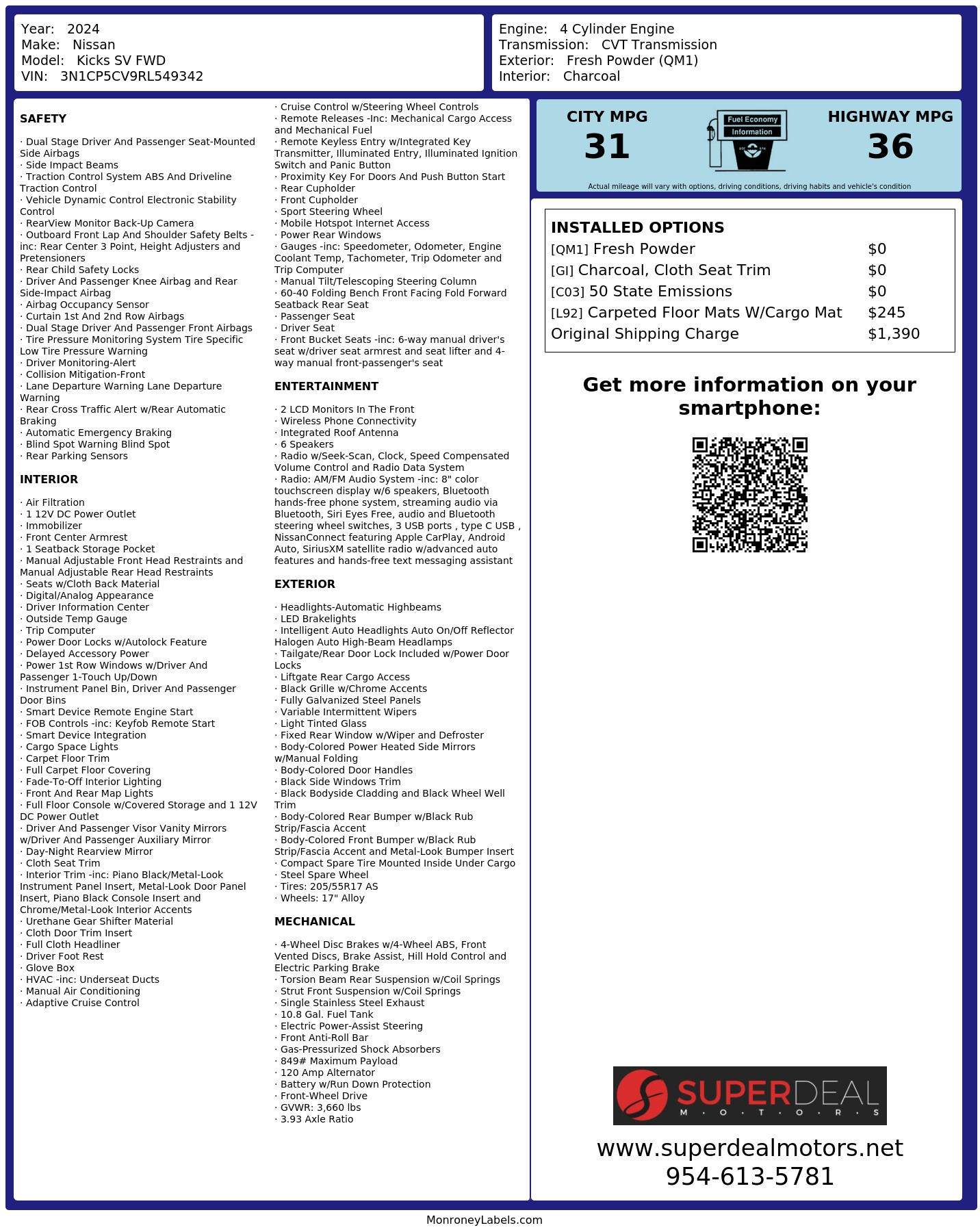 Monroney Label