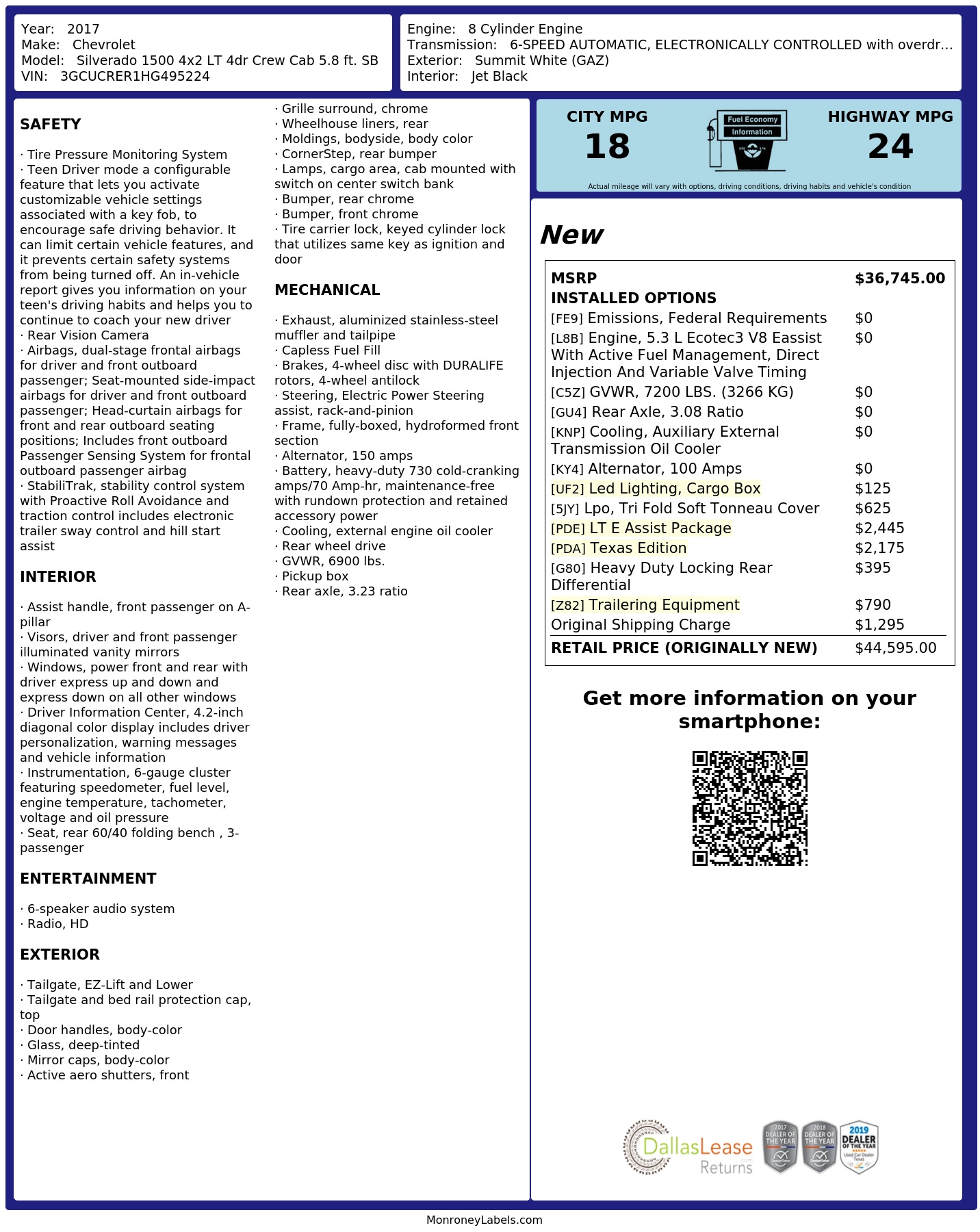 Monroney Label