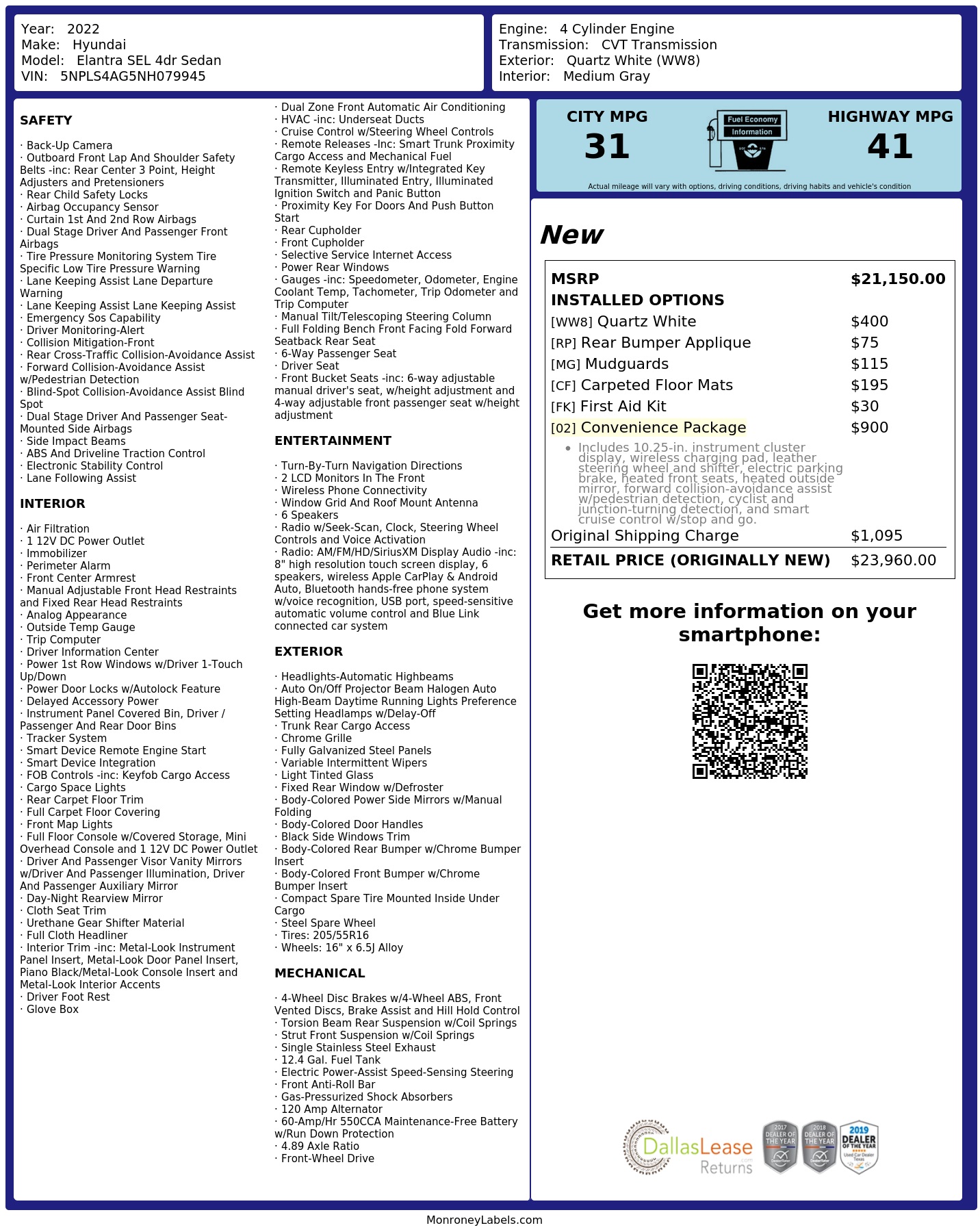Monroney Label