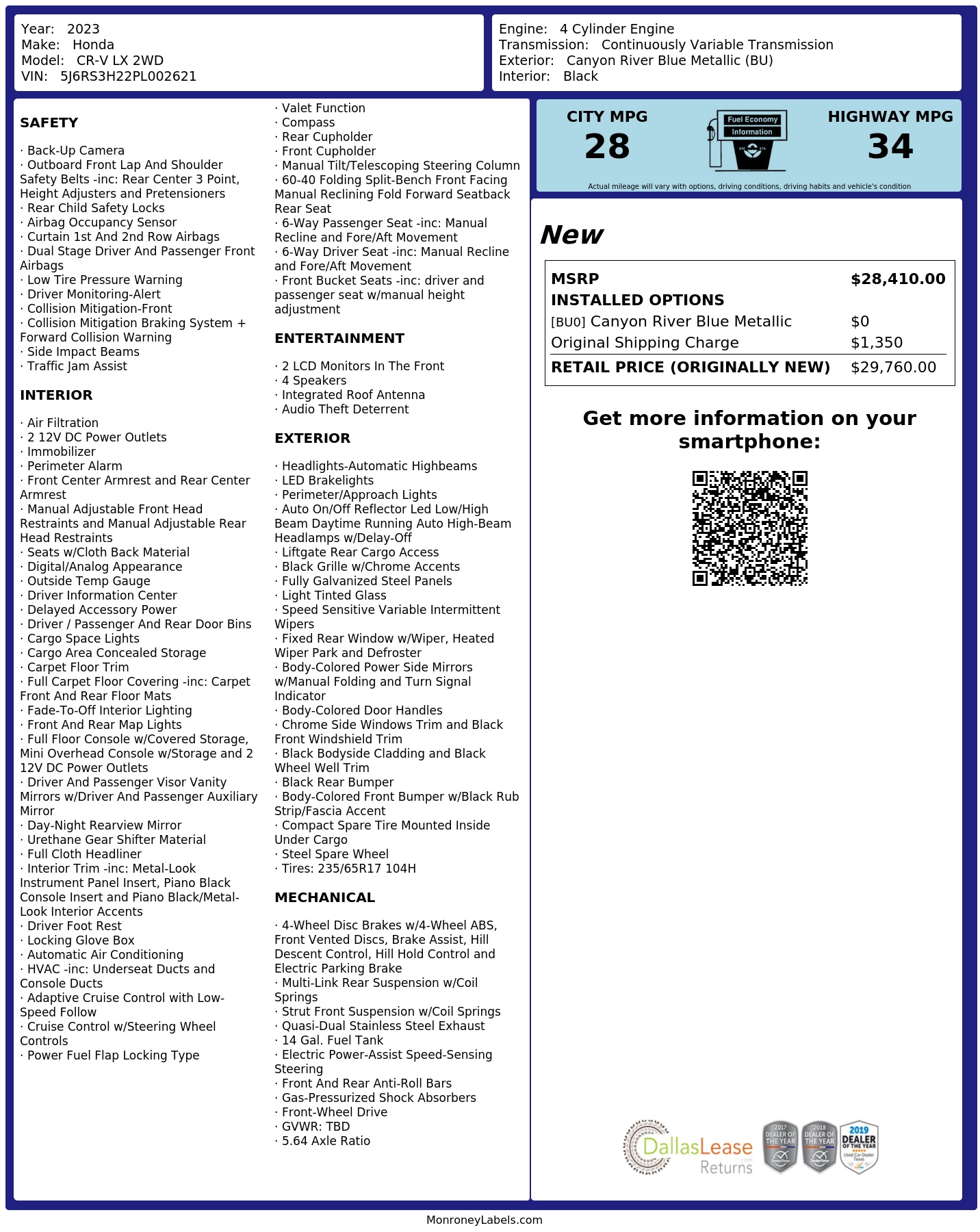 Monroney Label