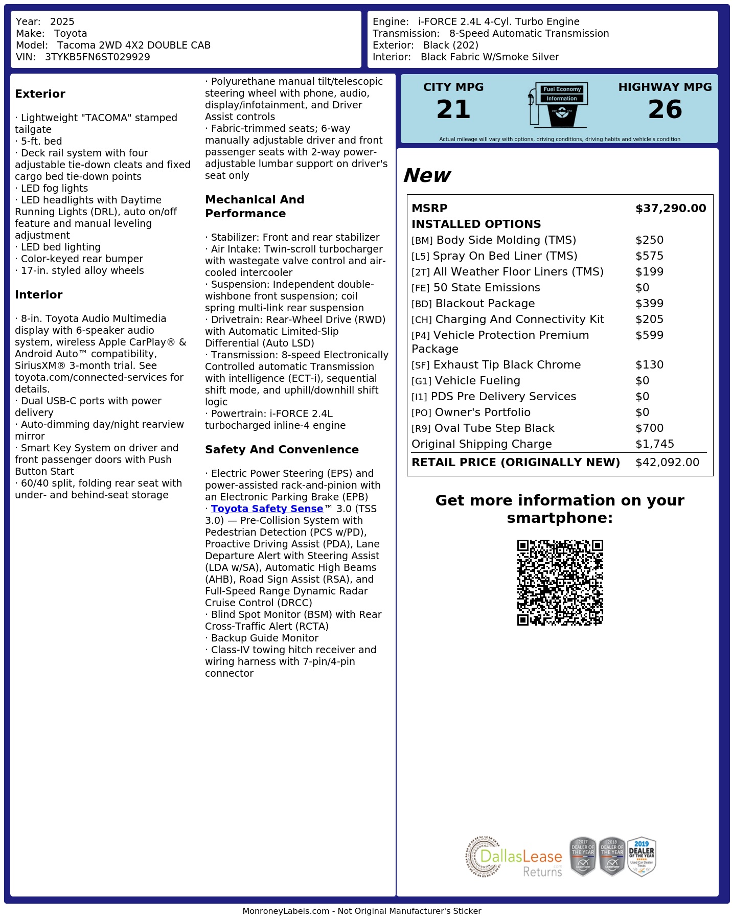 Monroney Label