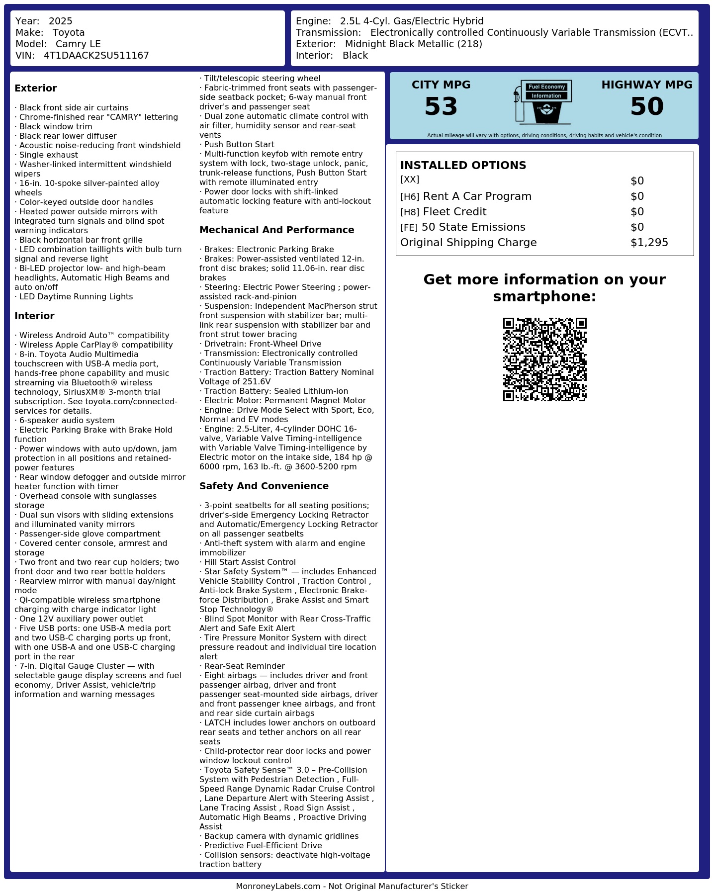 Monroney Label