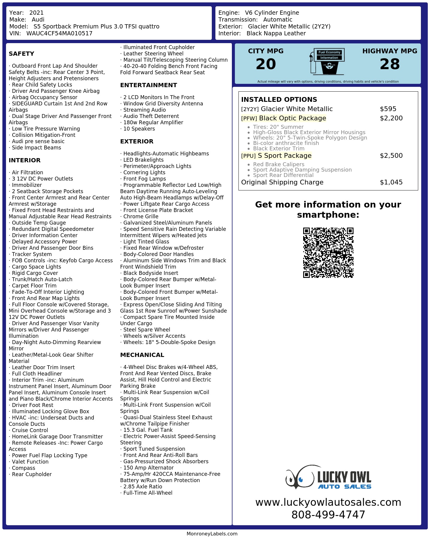 Monroney Label