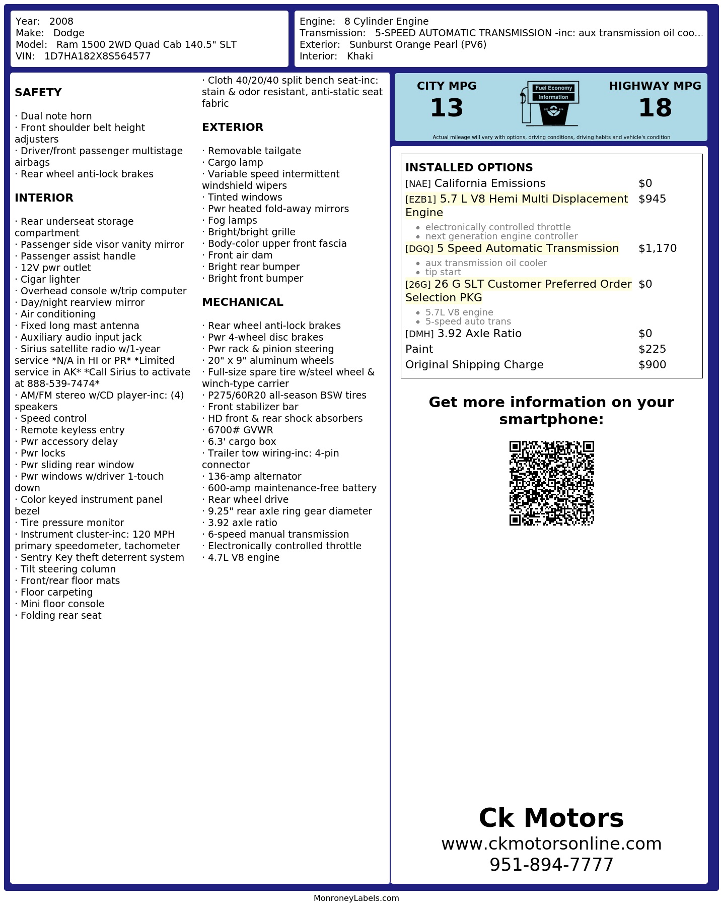 Monroney Label