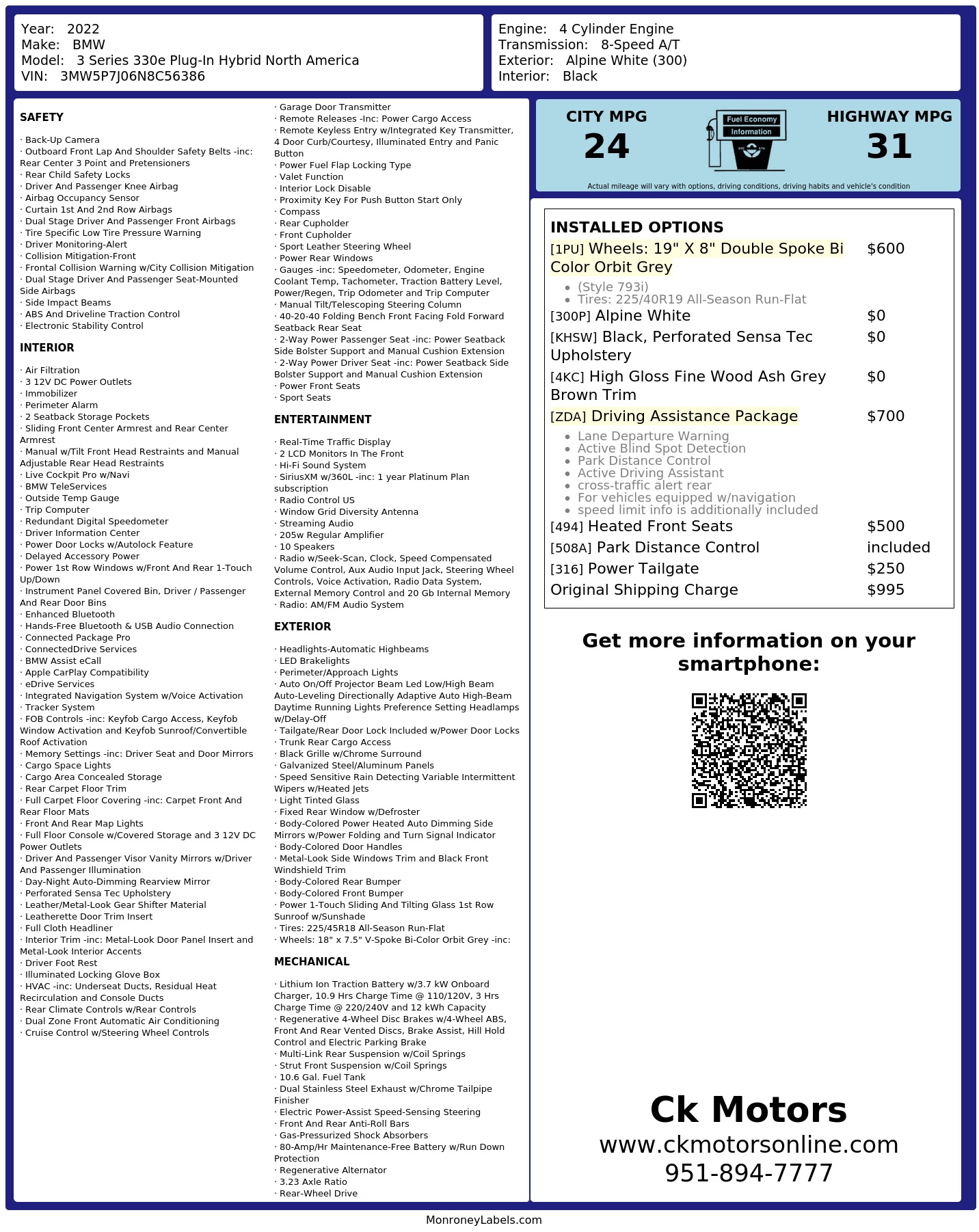 Monroney Label