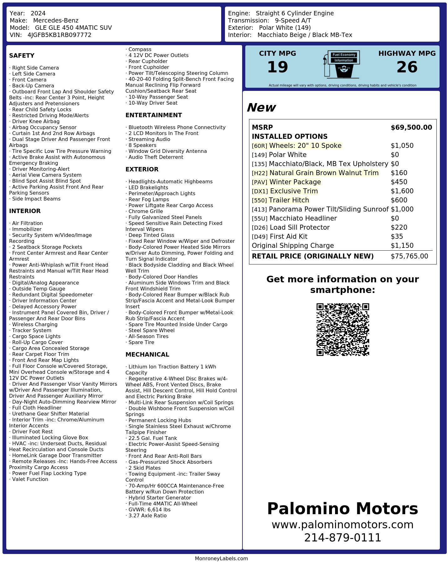 Monroney Label