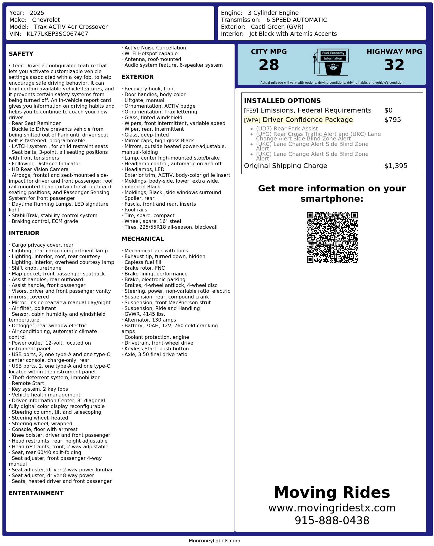 Monroney Label