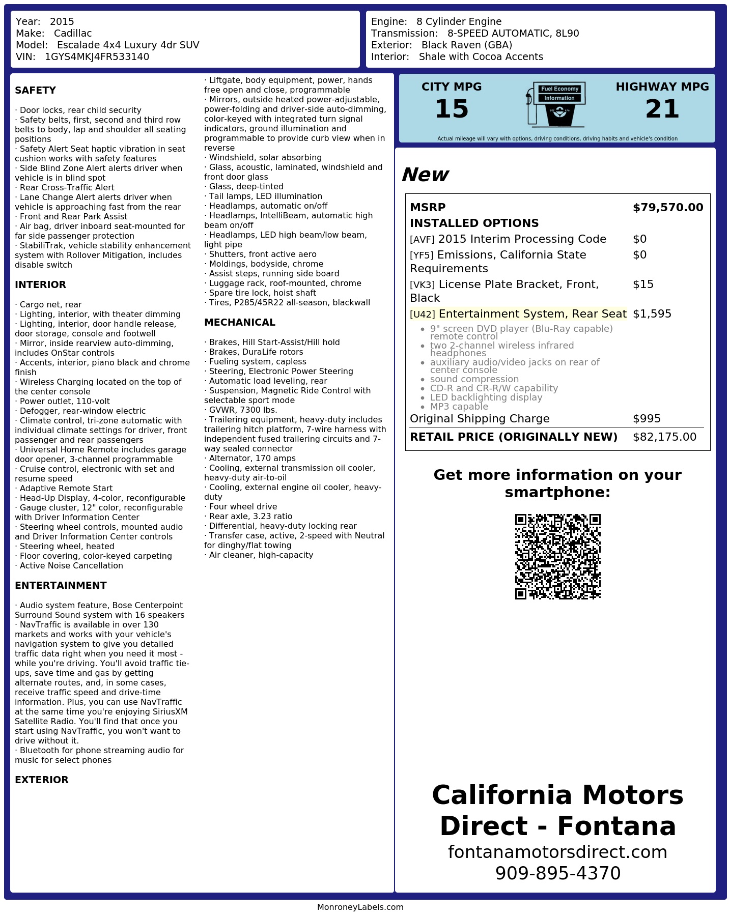 Monroney Label